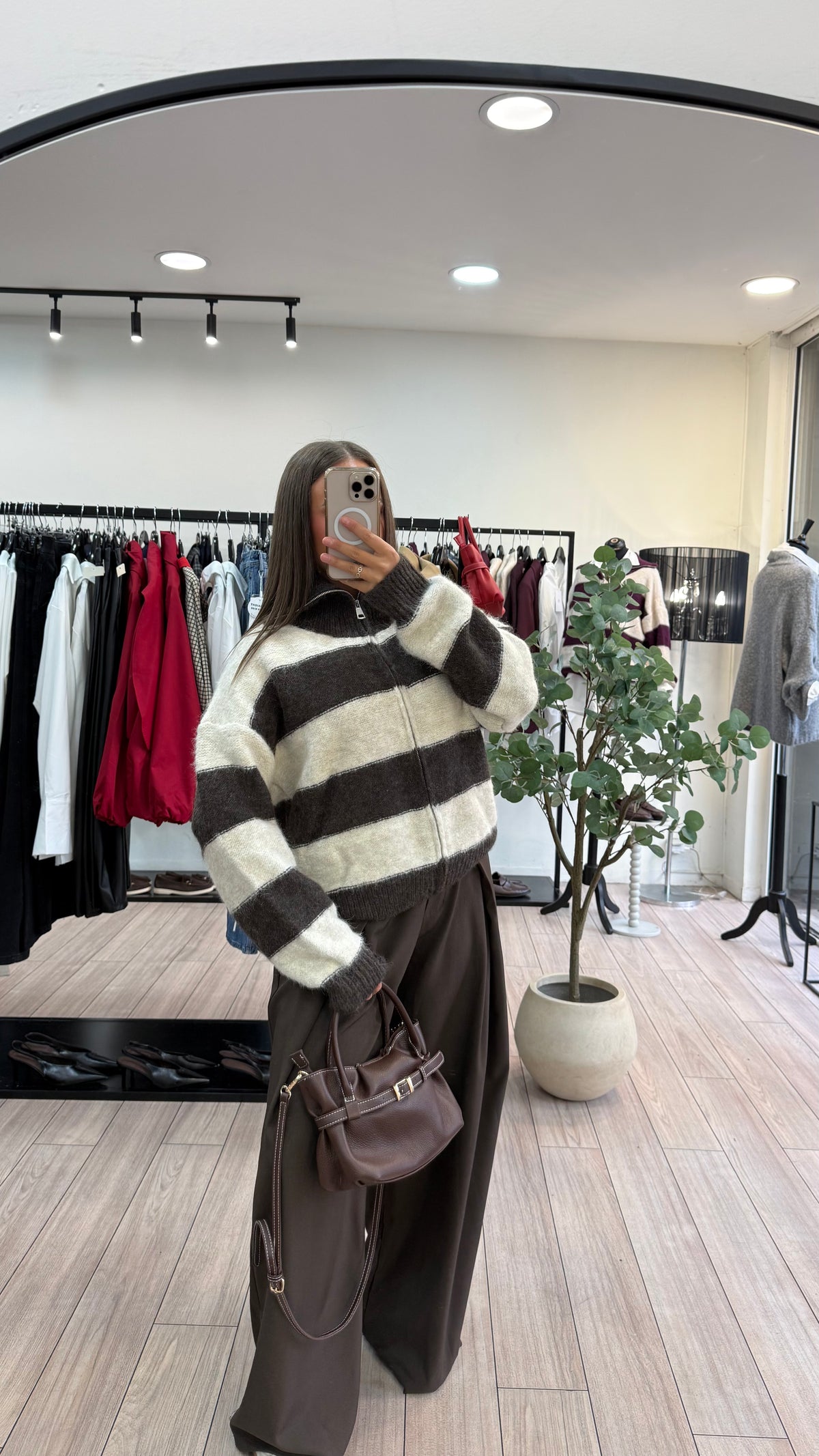 Cardigan rayé choco