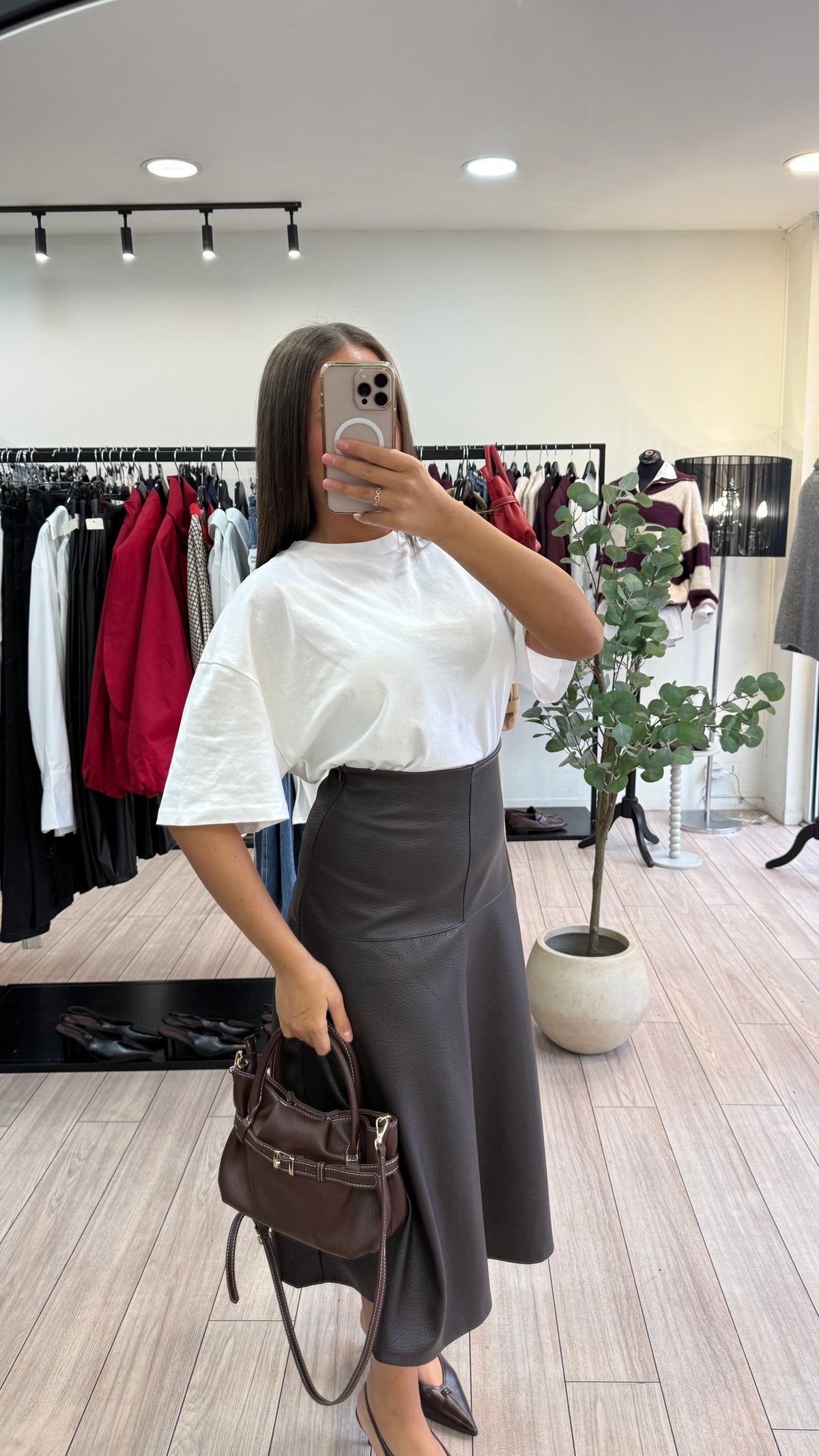 Jupe simili cuir Hella choco