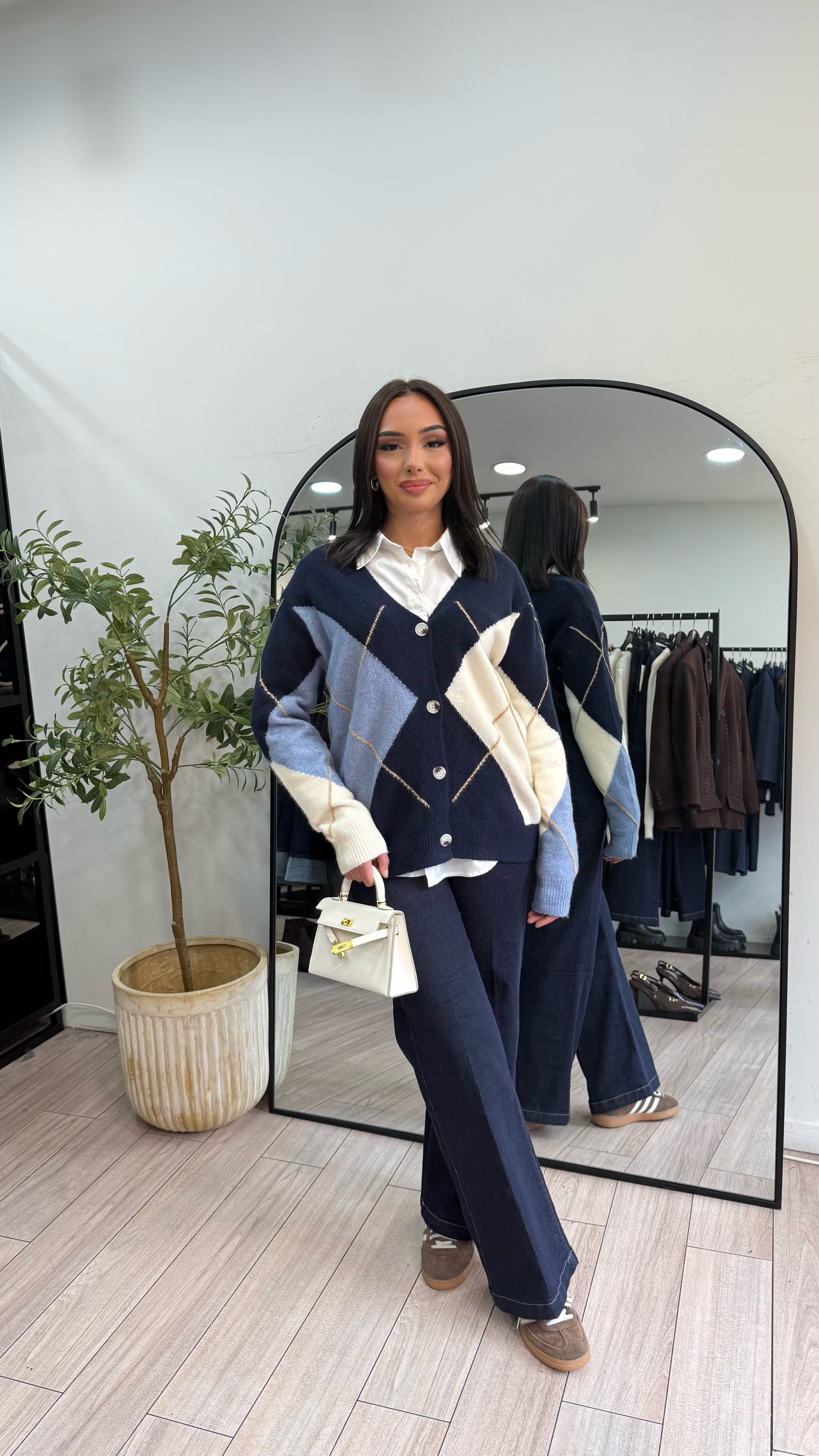 cardigan jacquard bleu