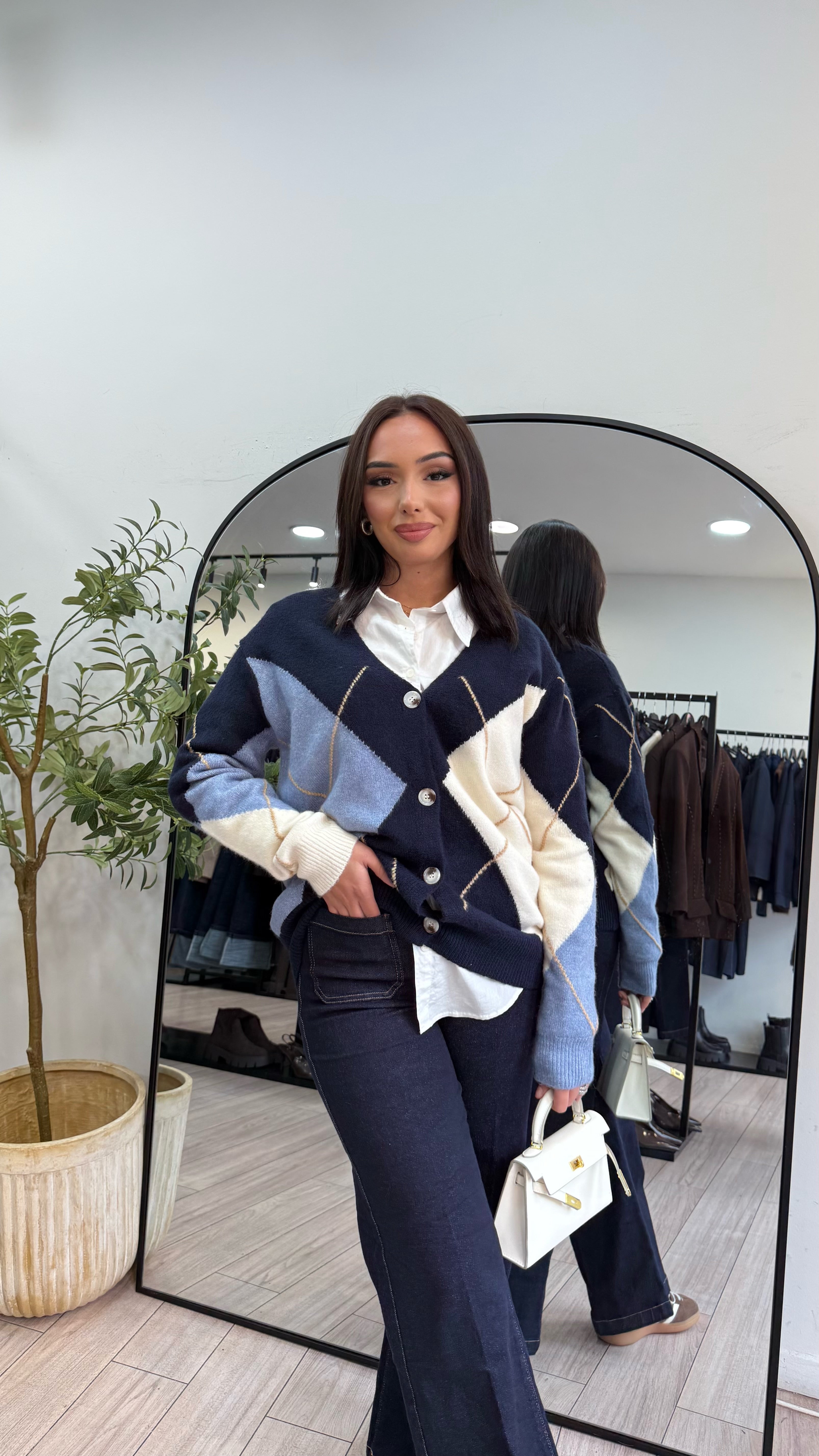 cardigan jacquard bleu