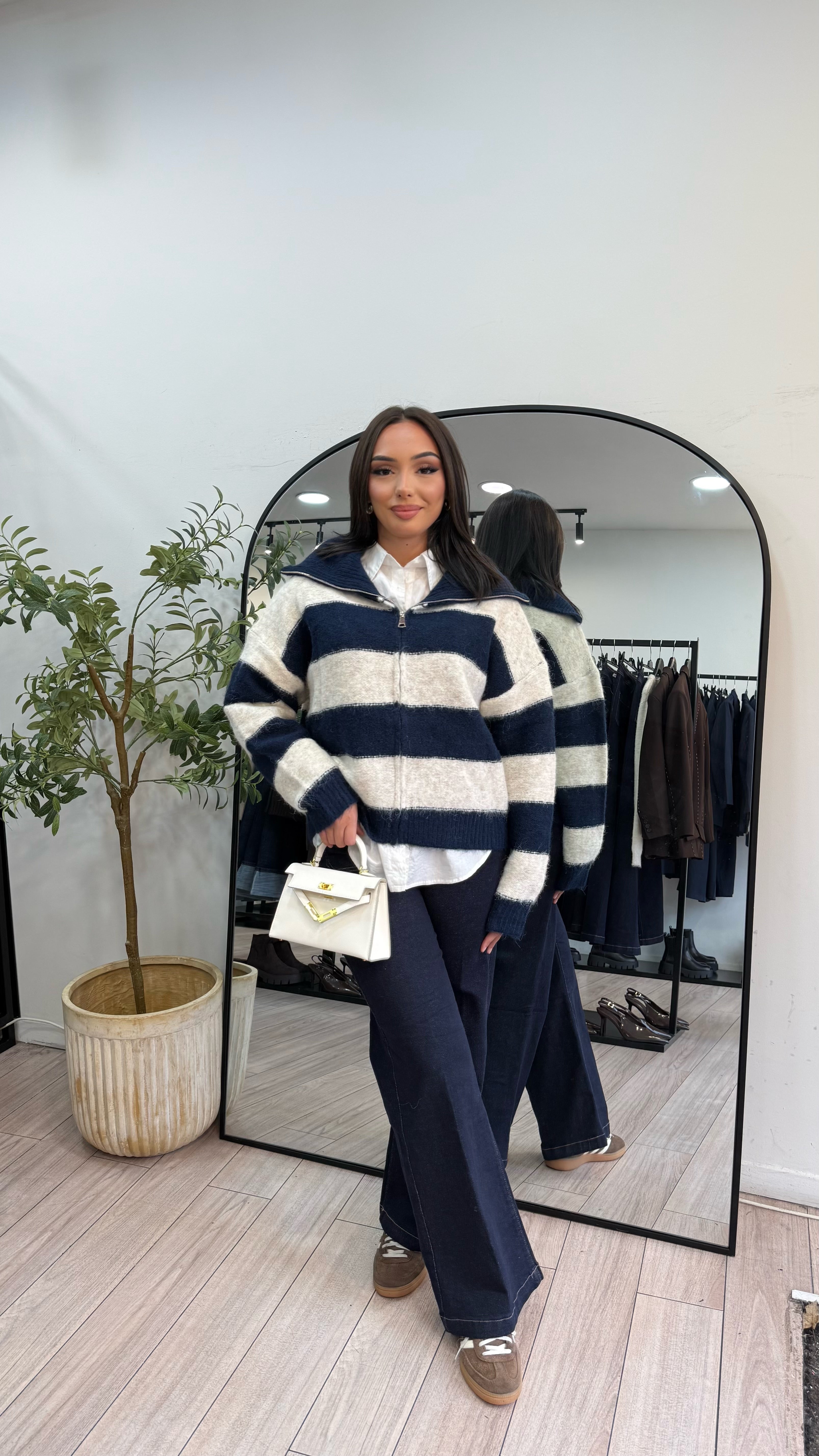 cardigan à rayures Bleu