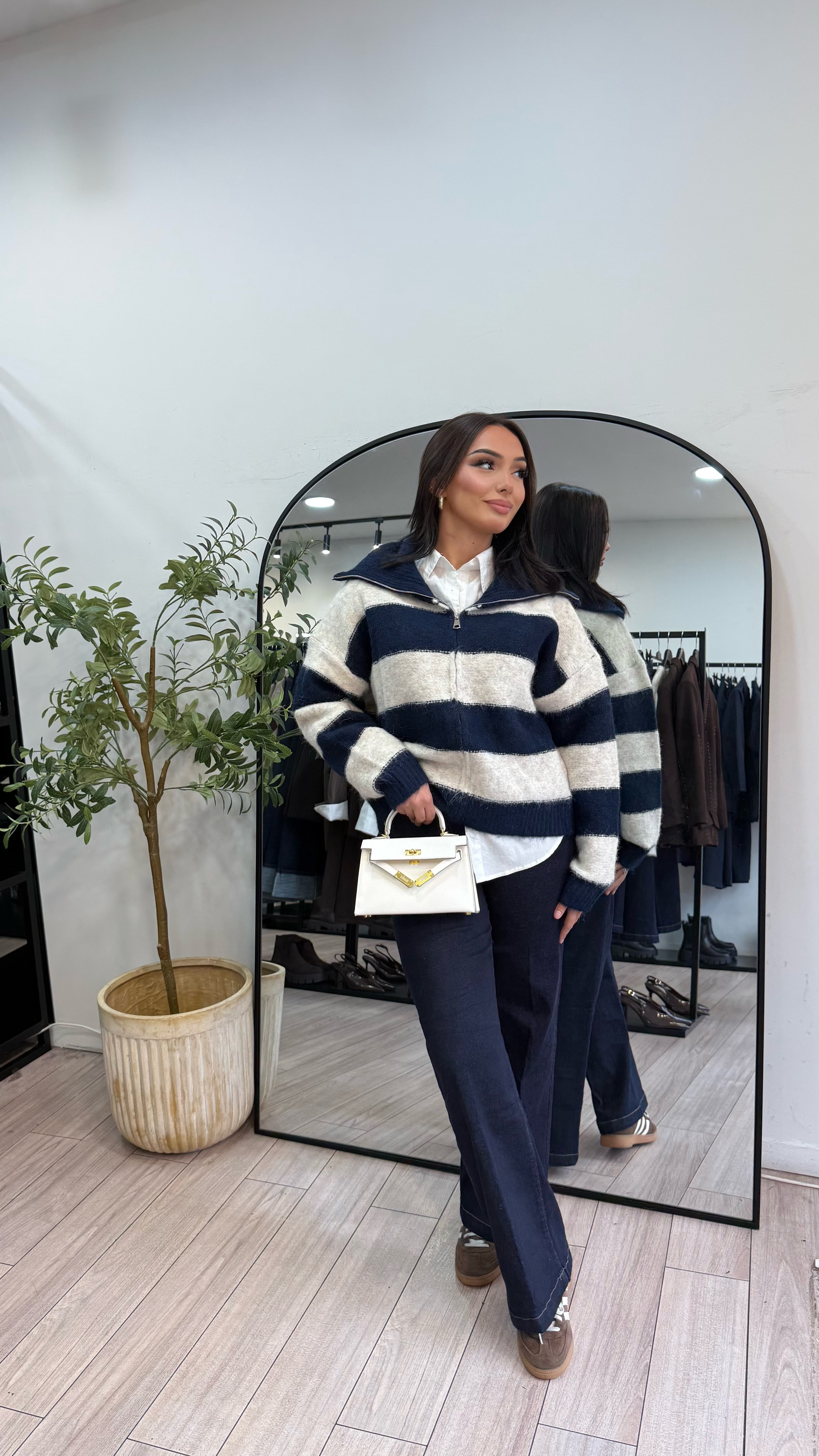 cardigan à rayures Bleu