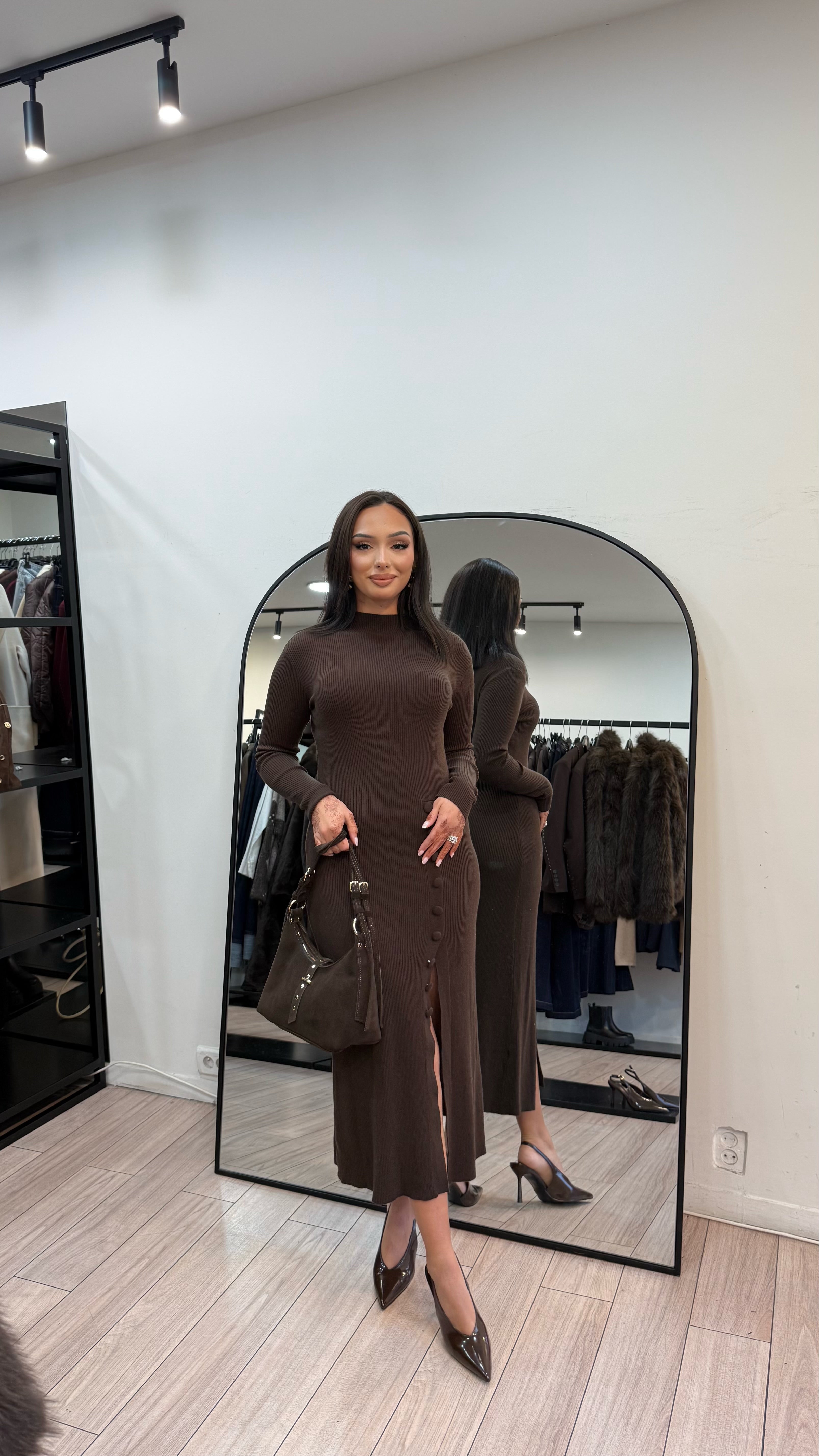 Robe en maille vanny choco