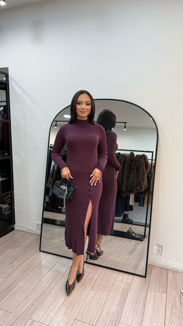 Robe en maille vanny prune