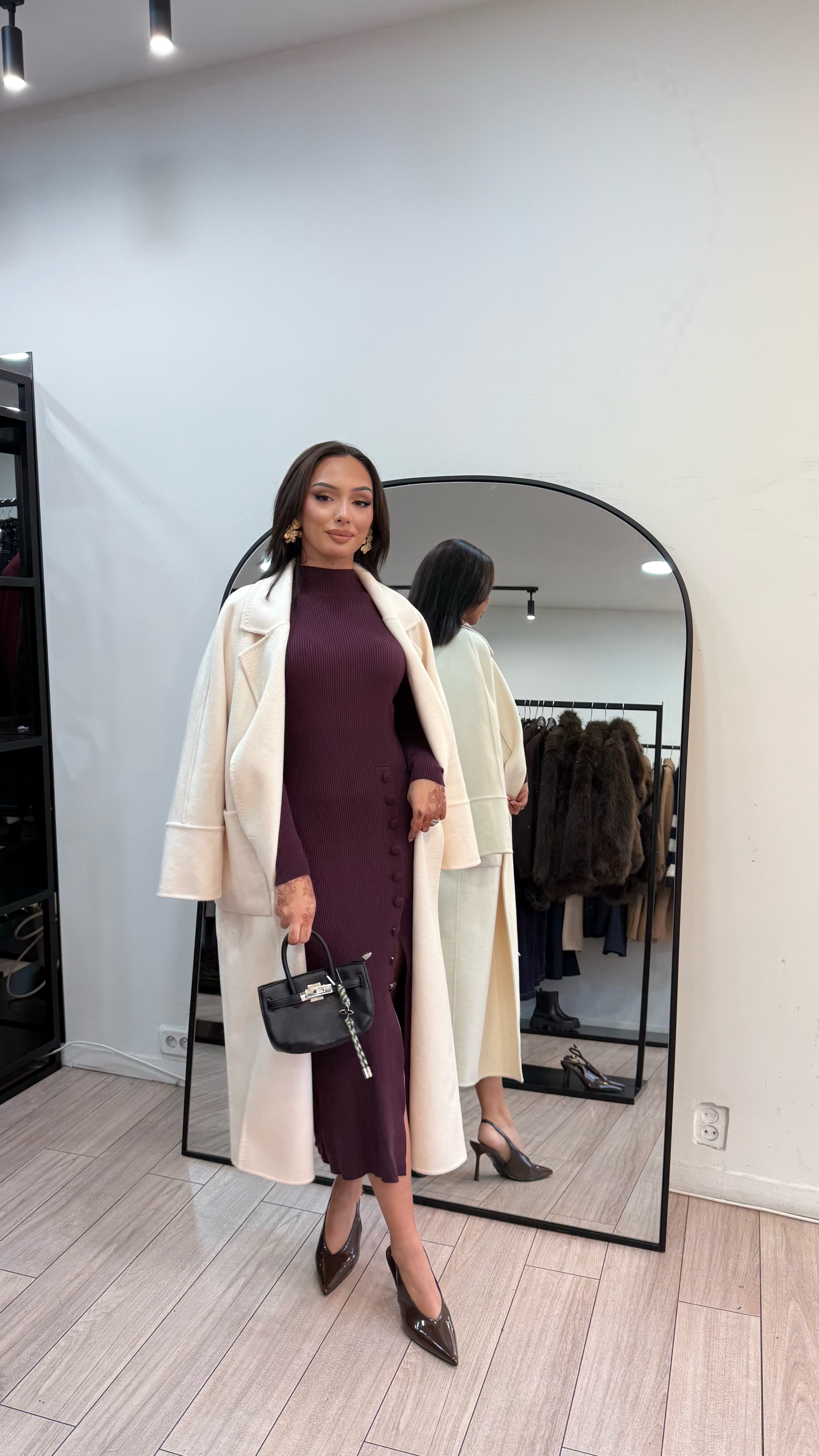 Robe en maille vanny prune