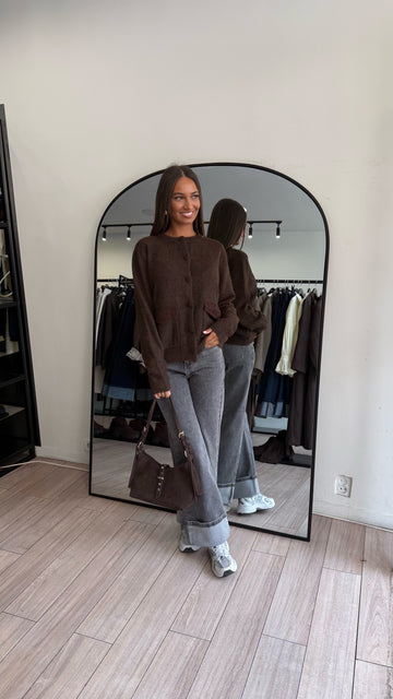 jeans à revers gris