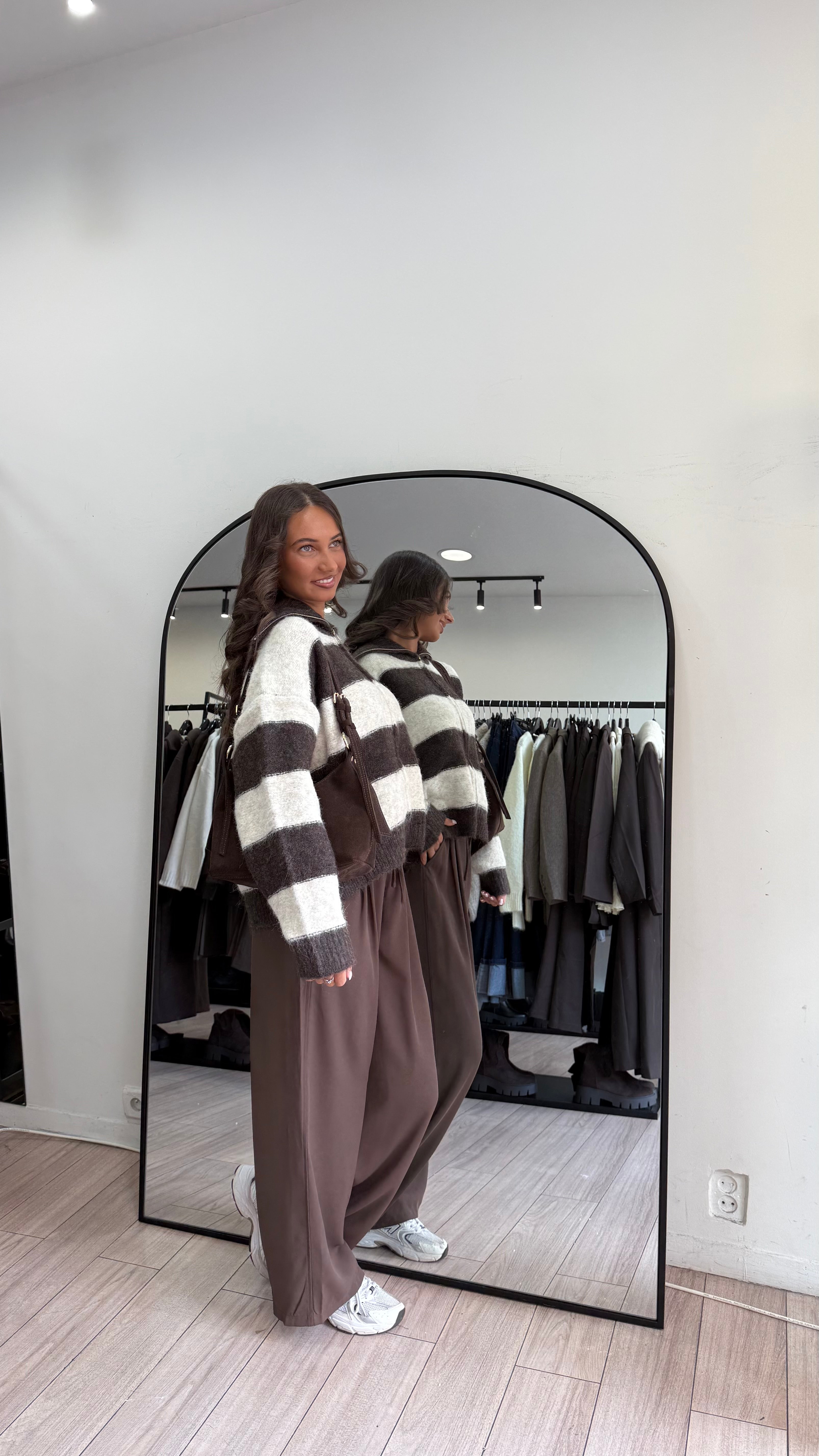 cardigan à rayures choco