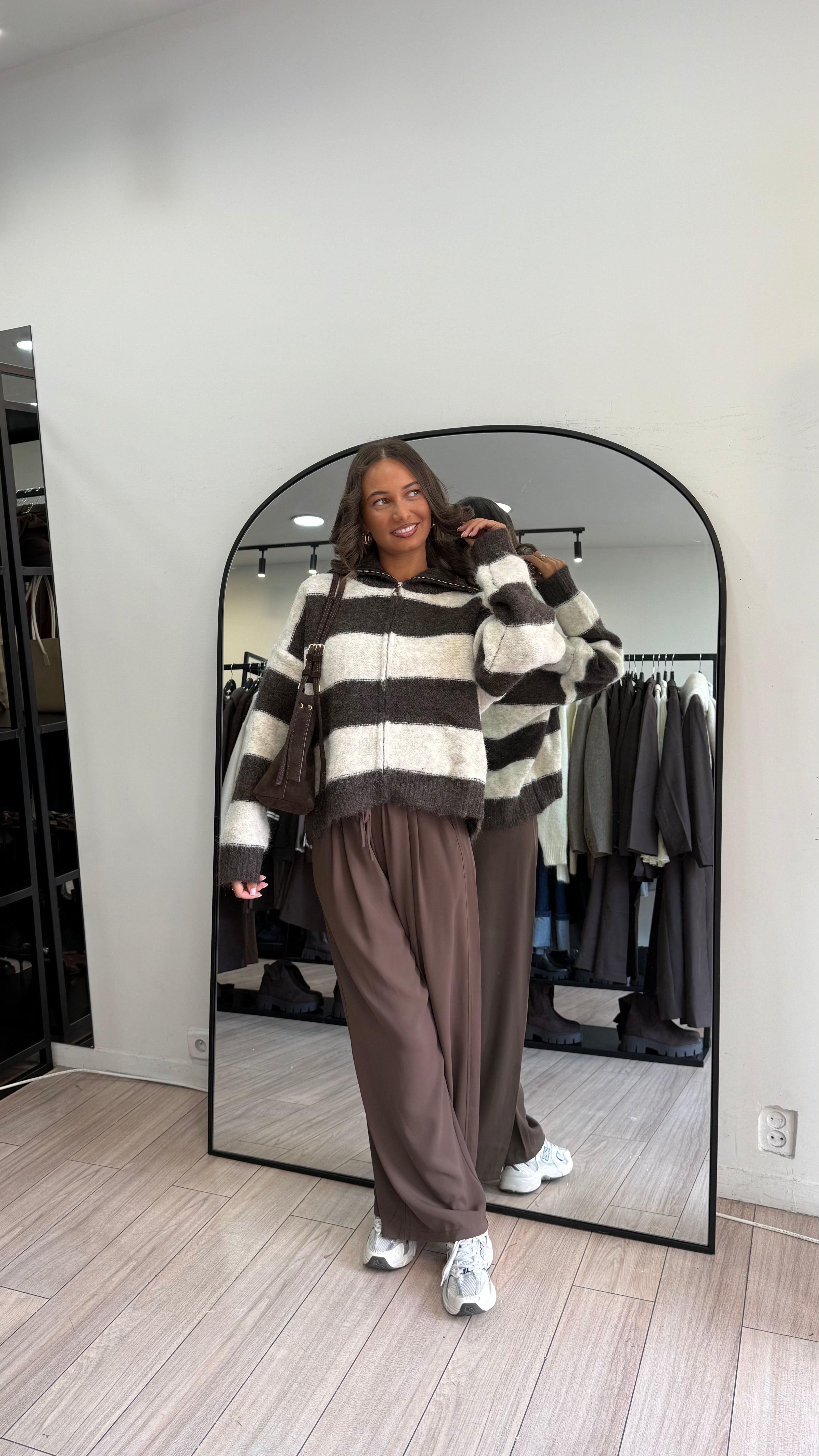 cardigan à rayures choco