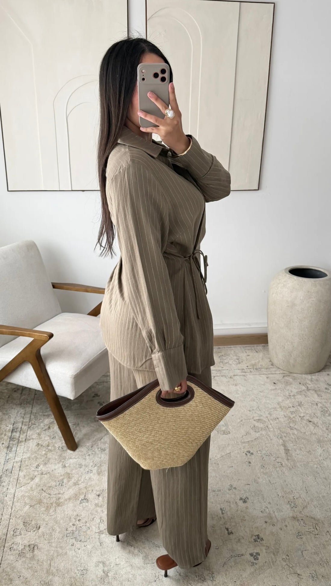 Ensemble à rayures kaki