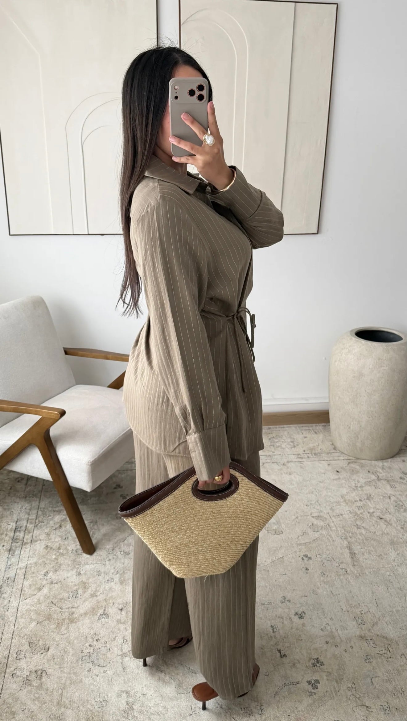 Ensemble à rayures kaki