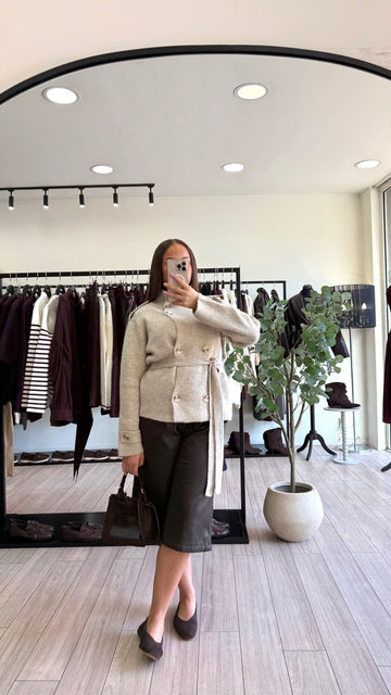 Bermuda simili cuir choco