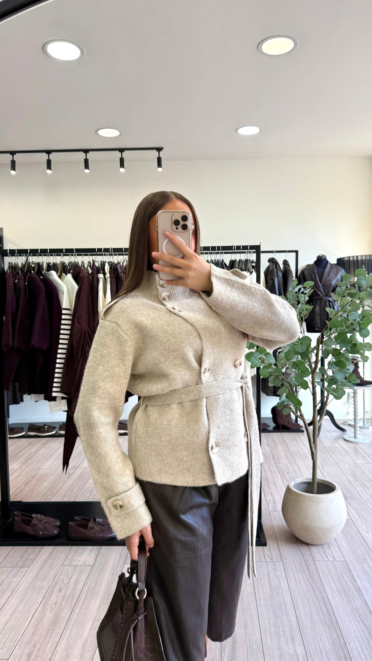 Bermuda simili cuir choco