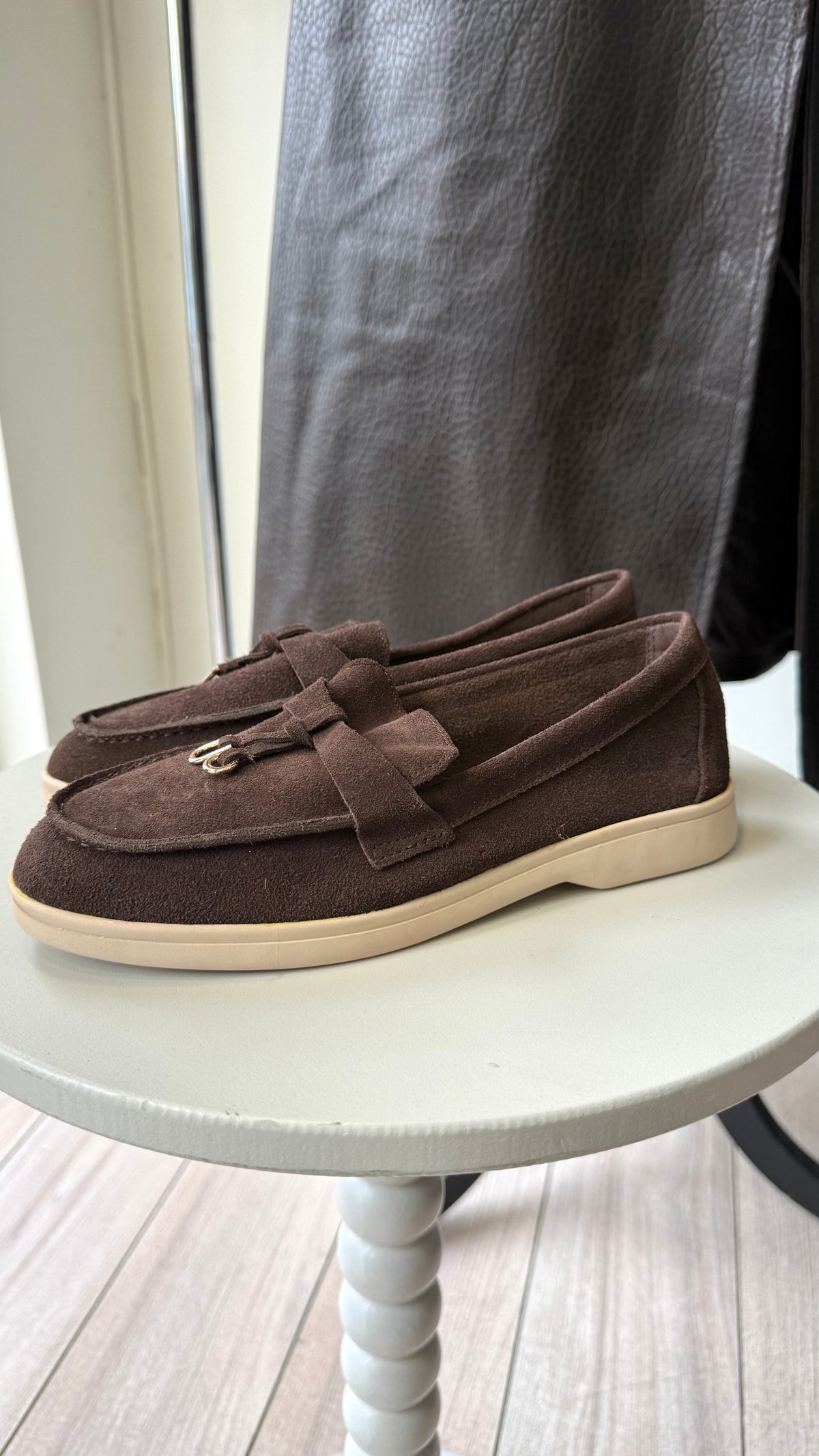 Mocassin en cuir choco
