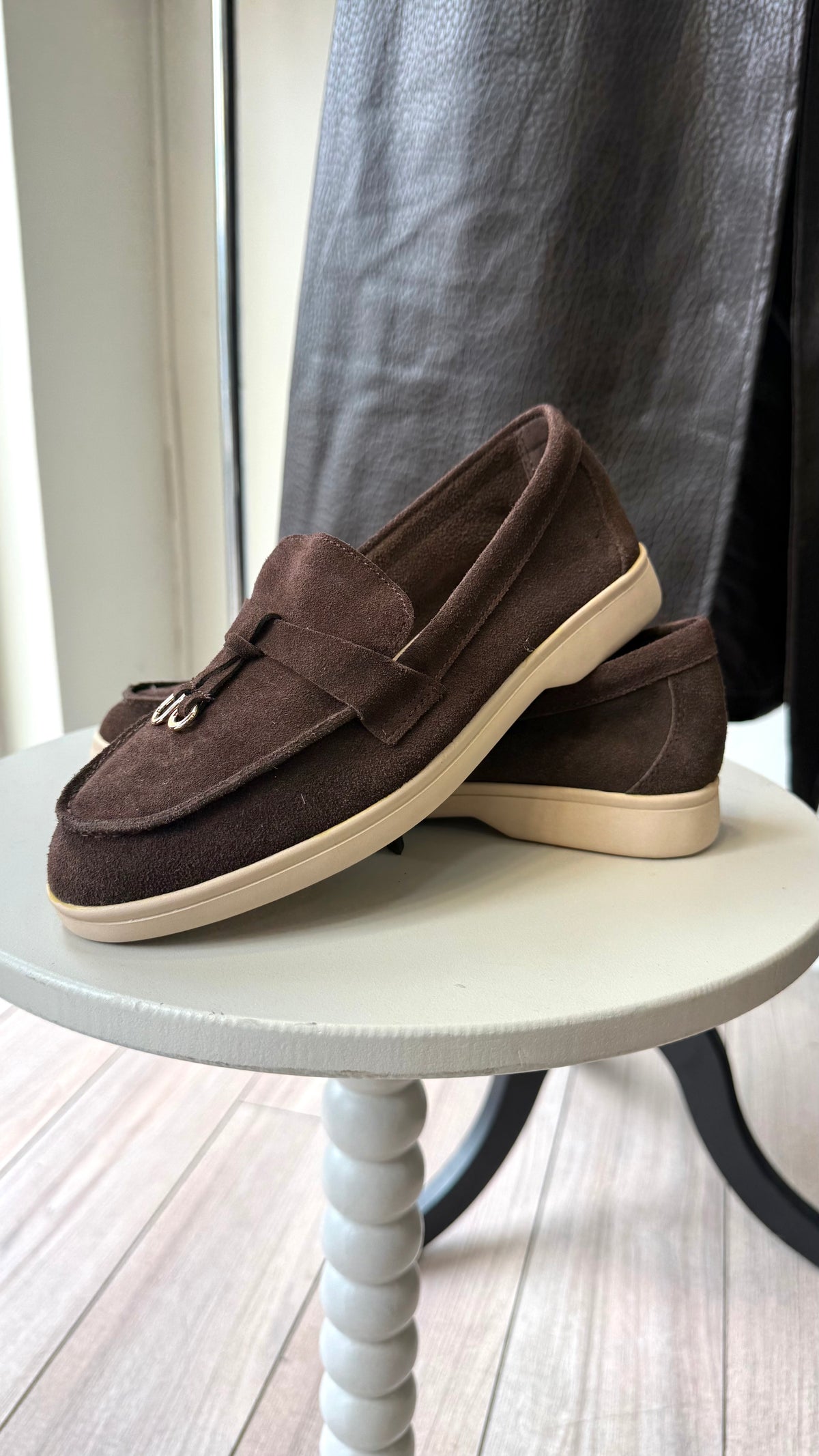 Mocassin en cuir choco