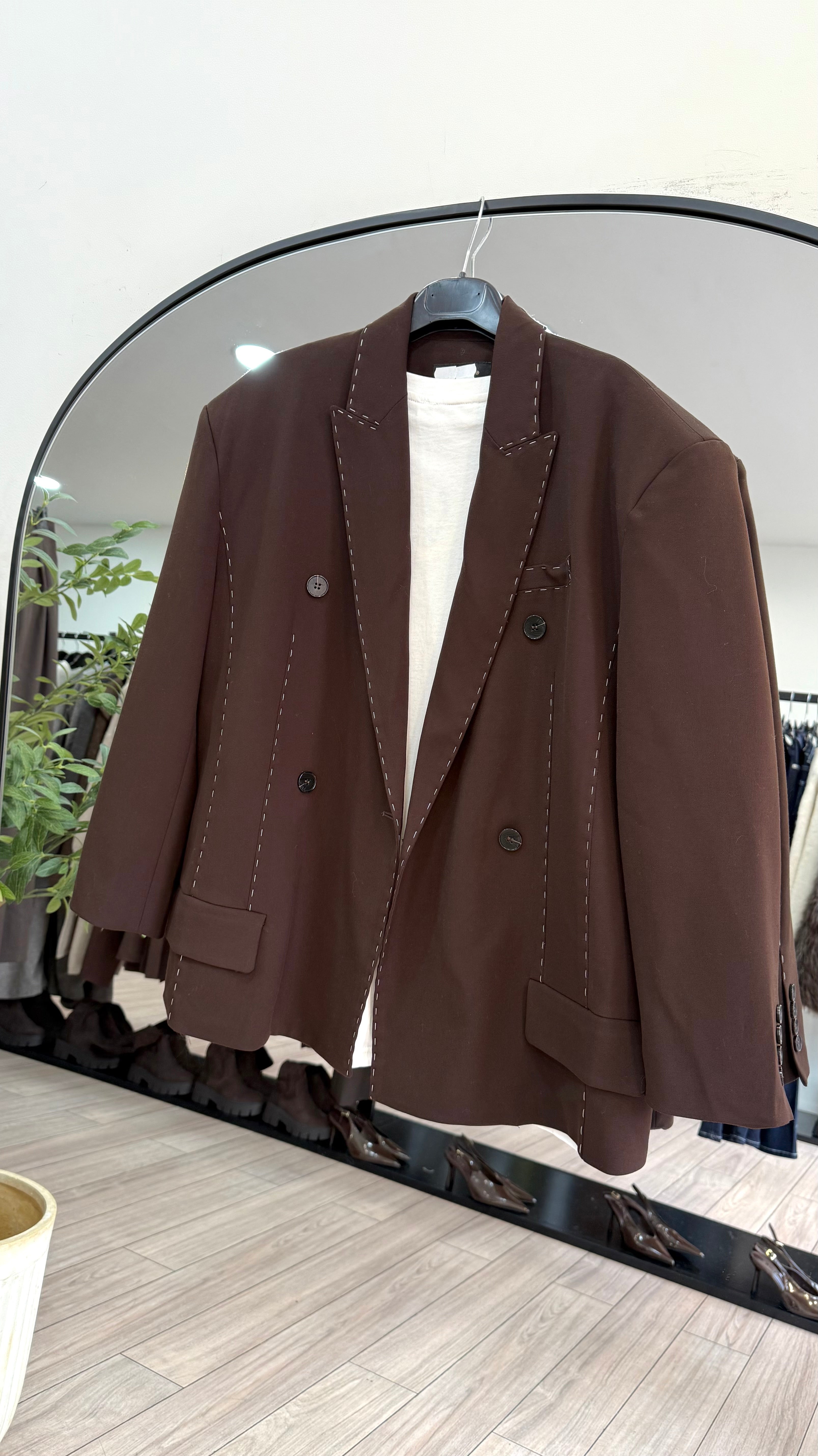 blazer oversize surpiqûres choco
