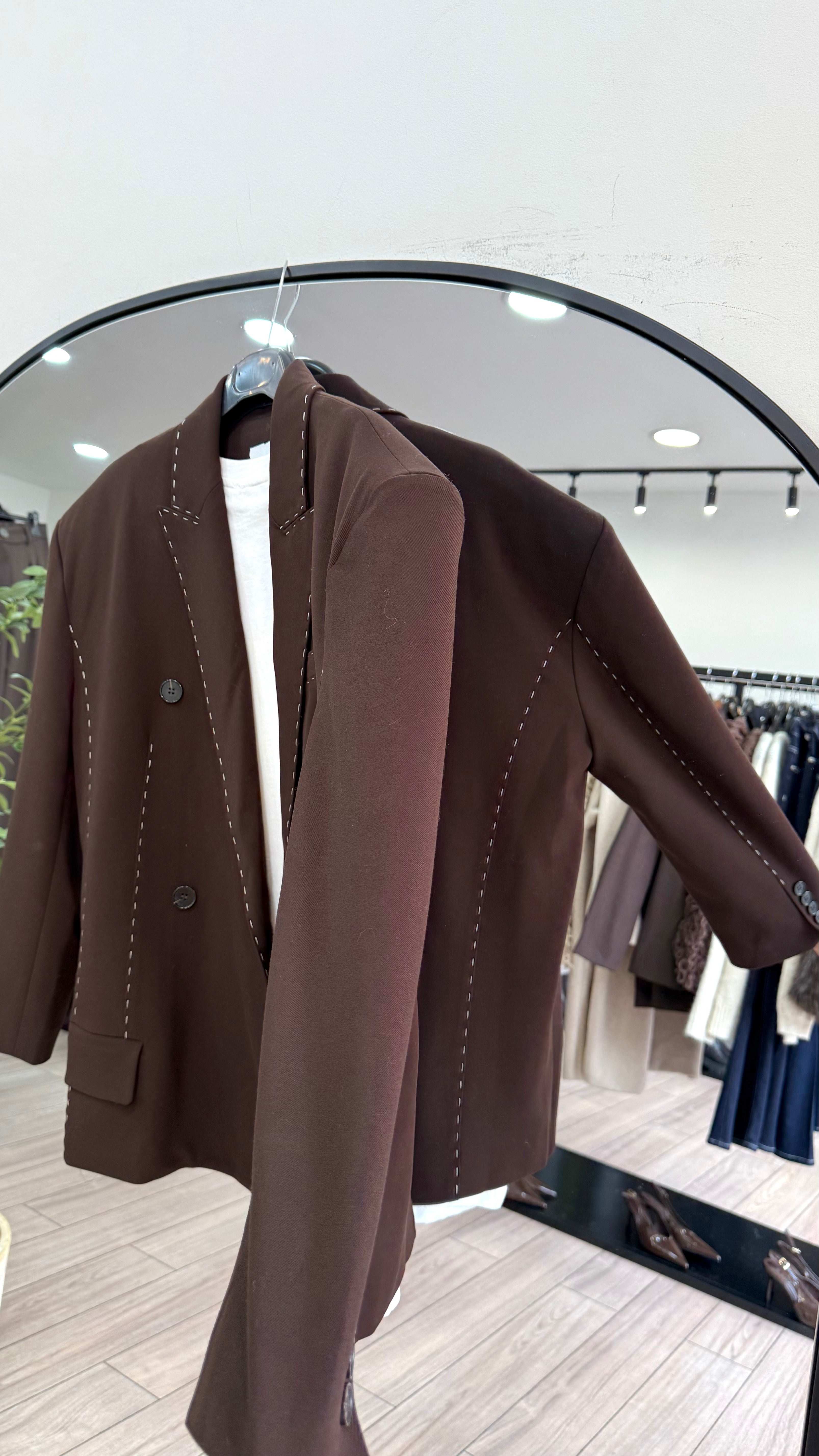 blazer oversize surpiqûres choco