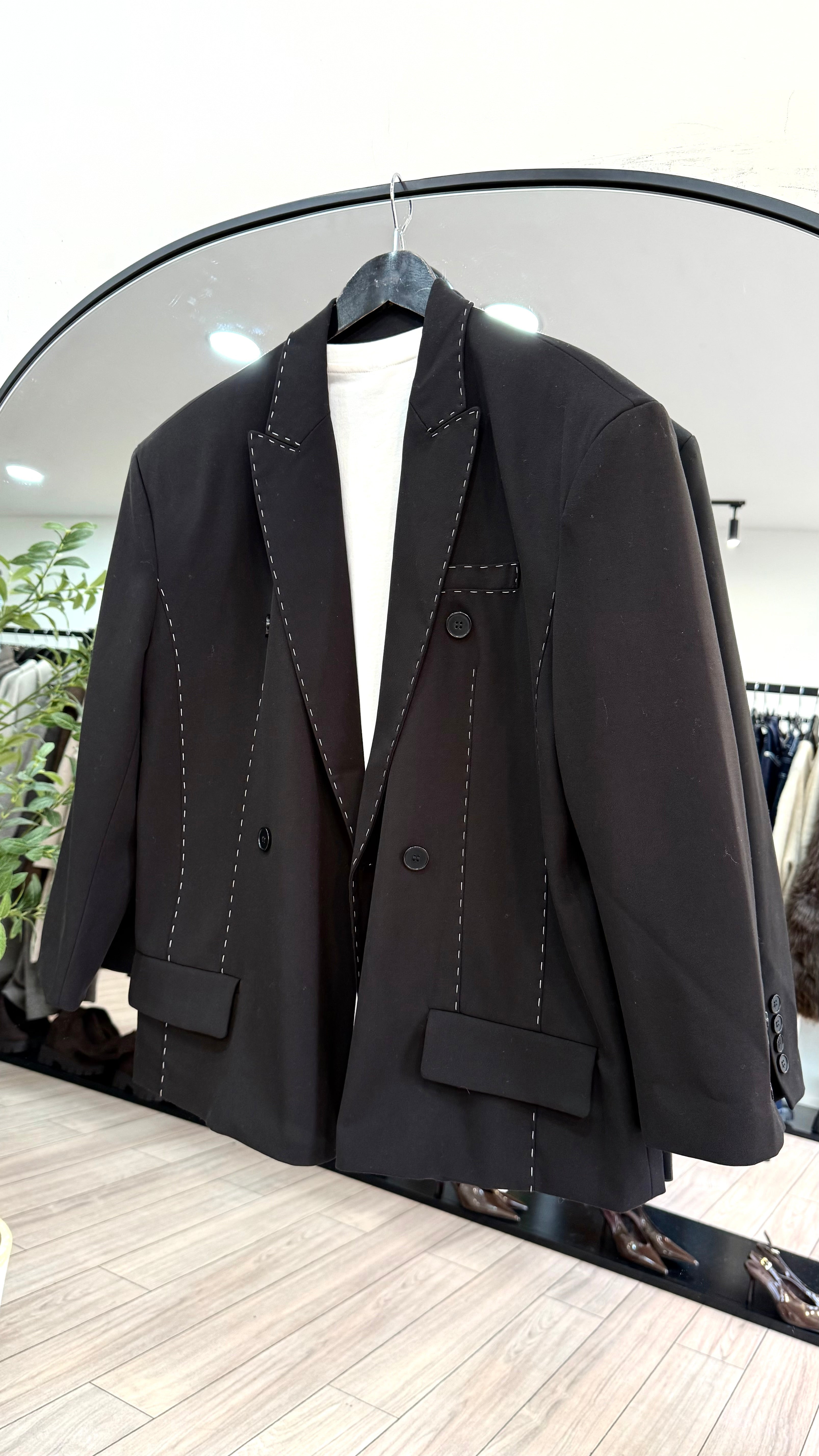 Blazer oversize surpiqûres noir