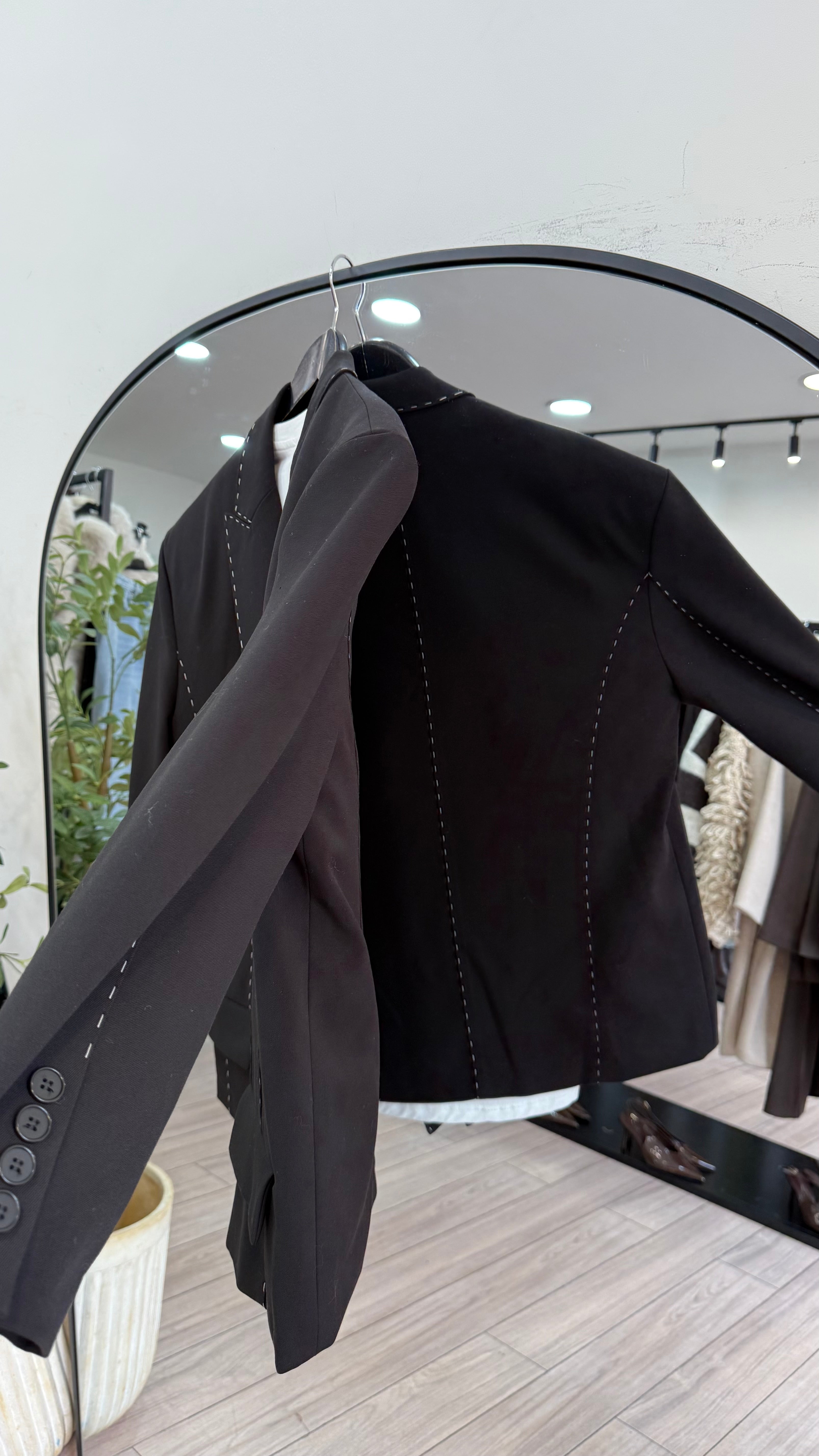 Blazer oversize surpiqûres noir