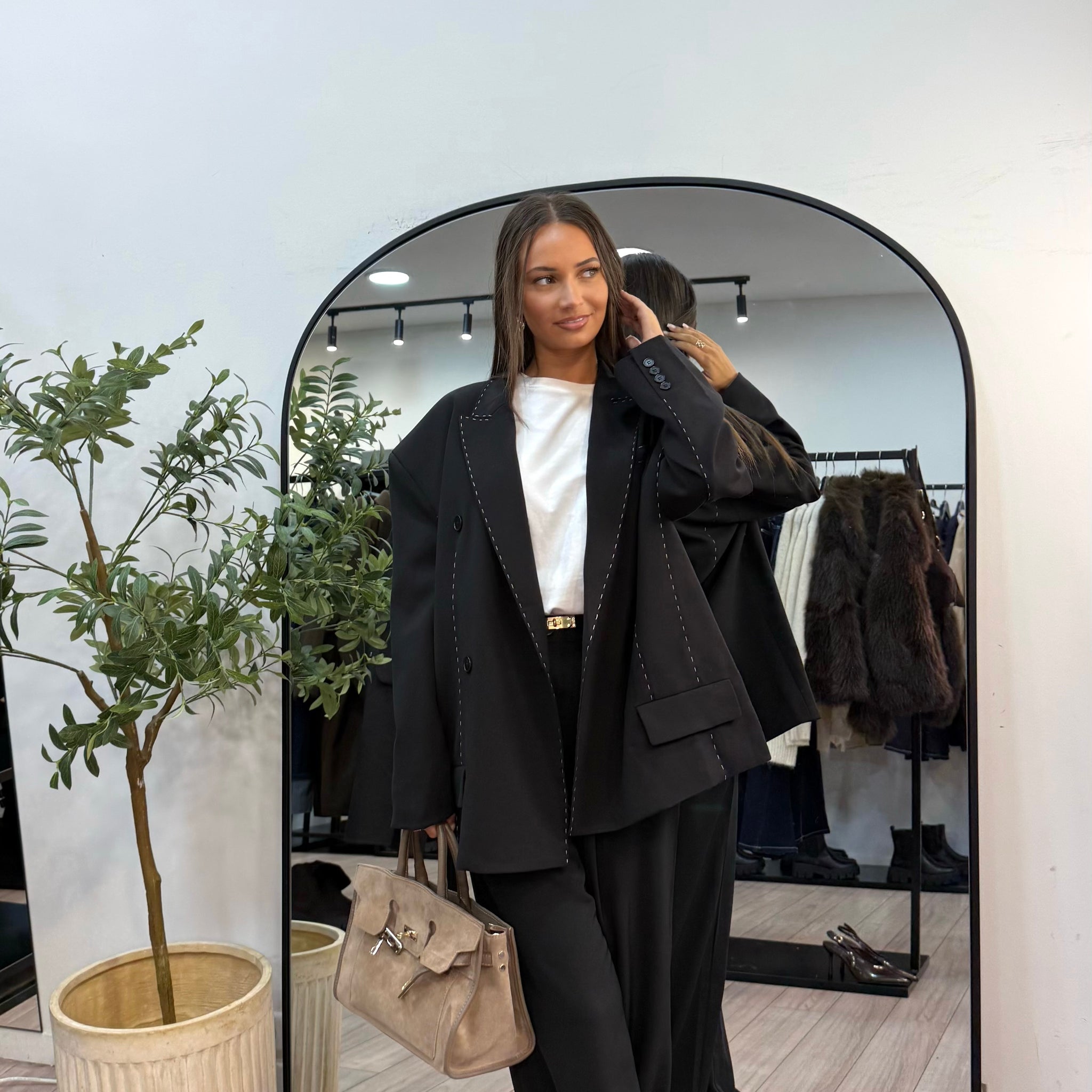 Blazer oversize surpiqûres noir