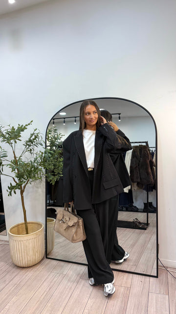 Blazer oversize surpiqûres noir