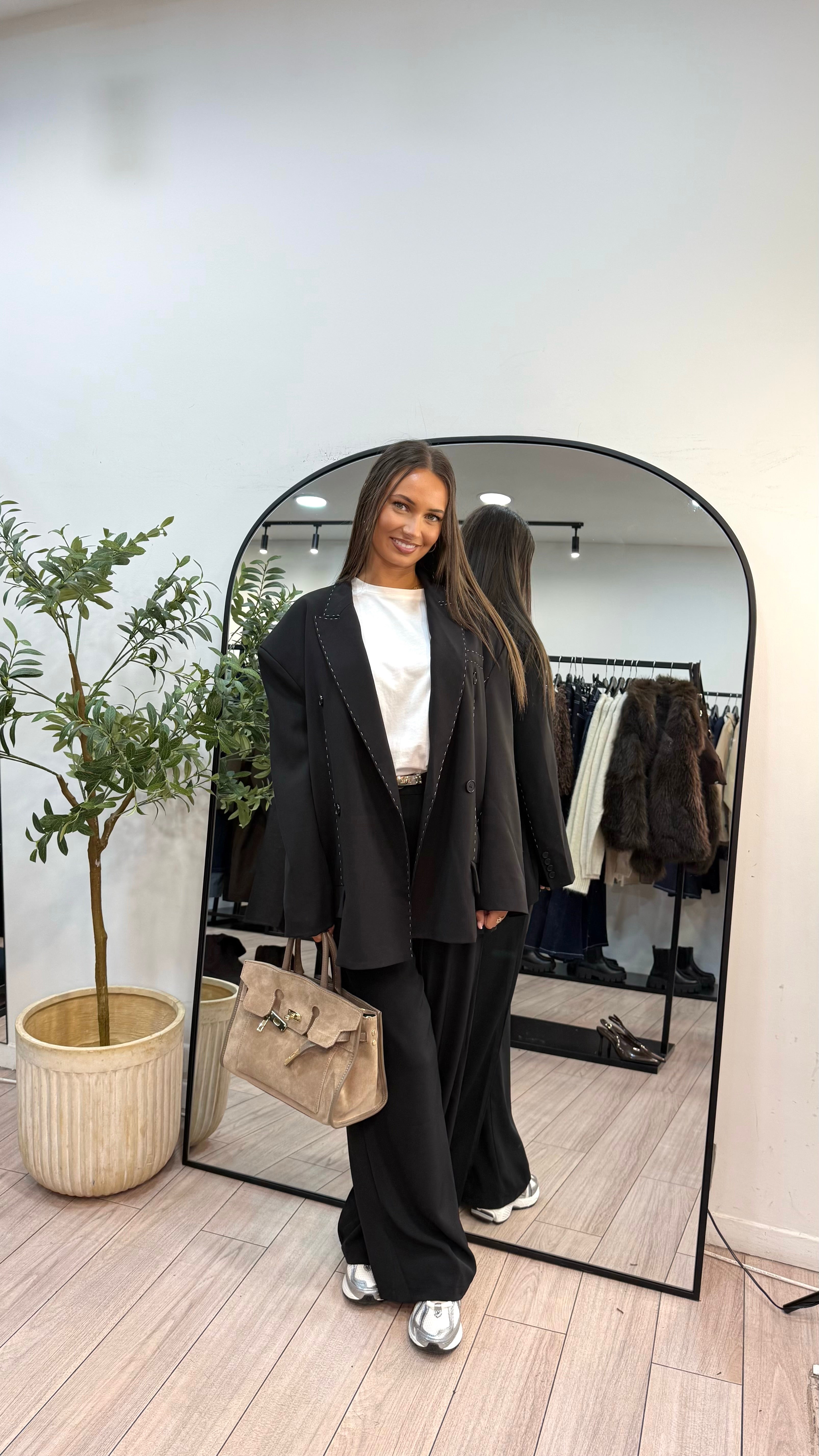 Blazer oversize surpiqûres noir