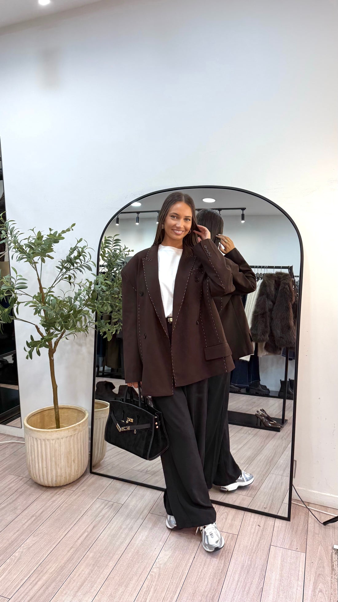 blazer oversize surpiqûres choco