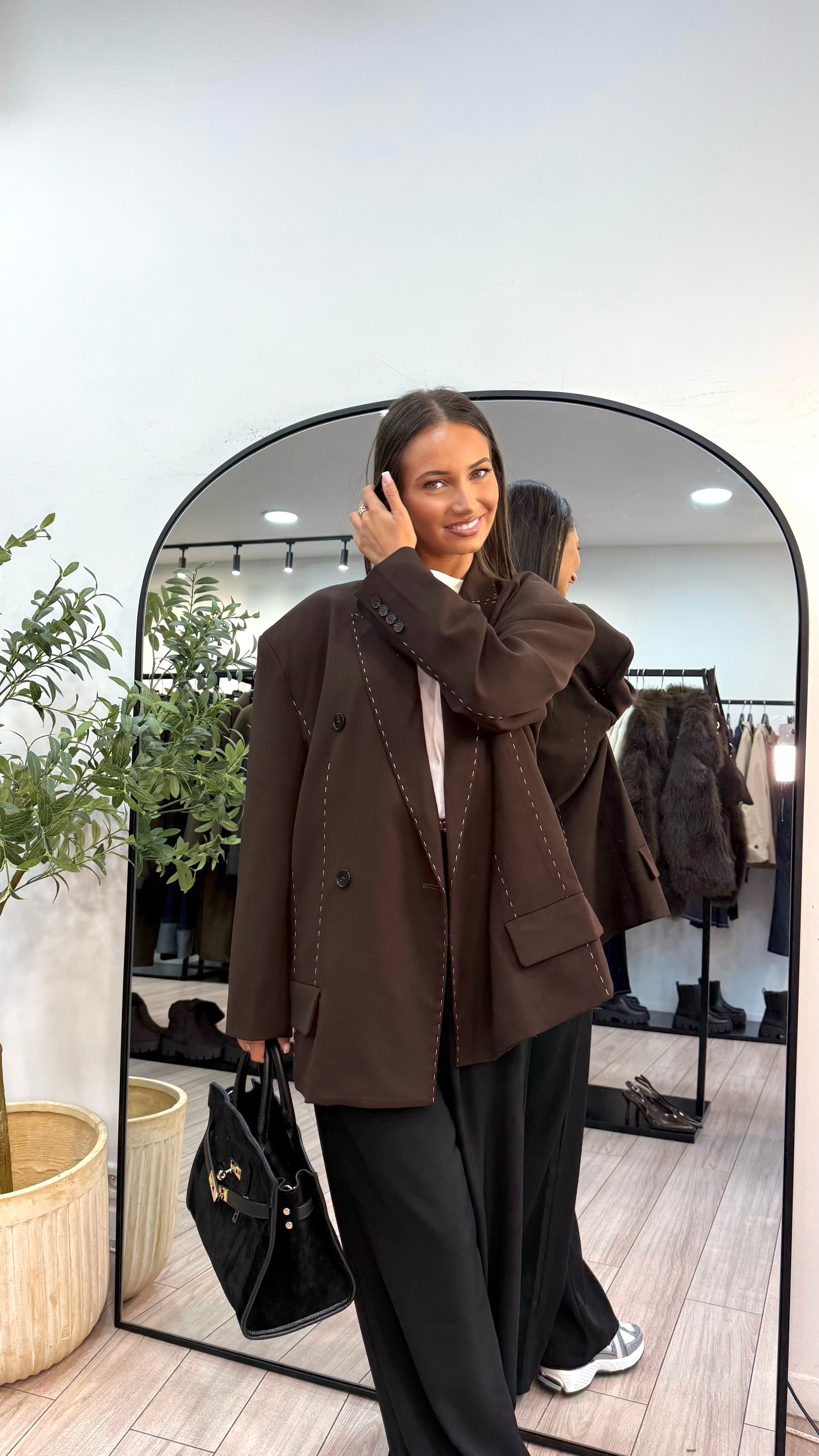 blazer oversize surpiqûres choco