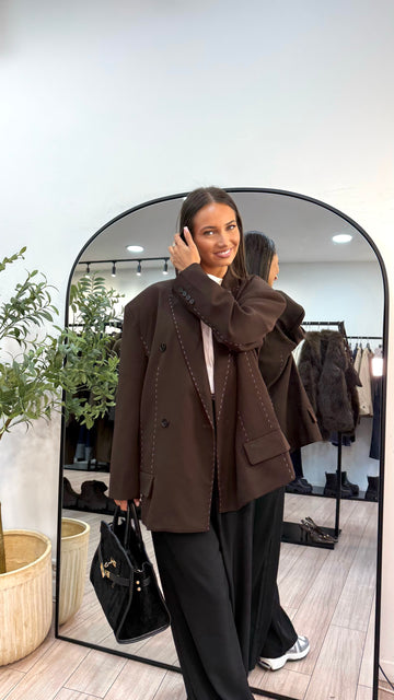 blazer oversize surpiqûres choco