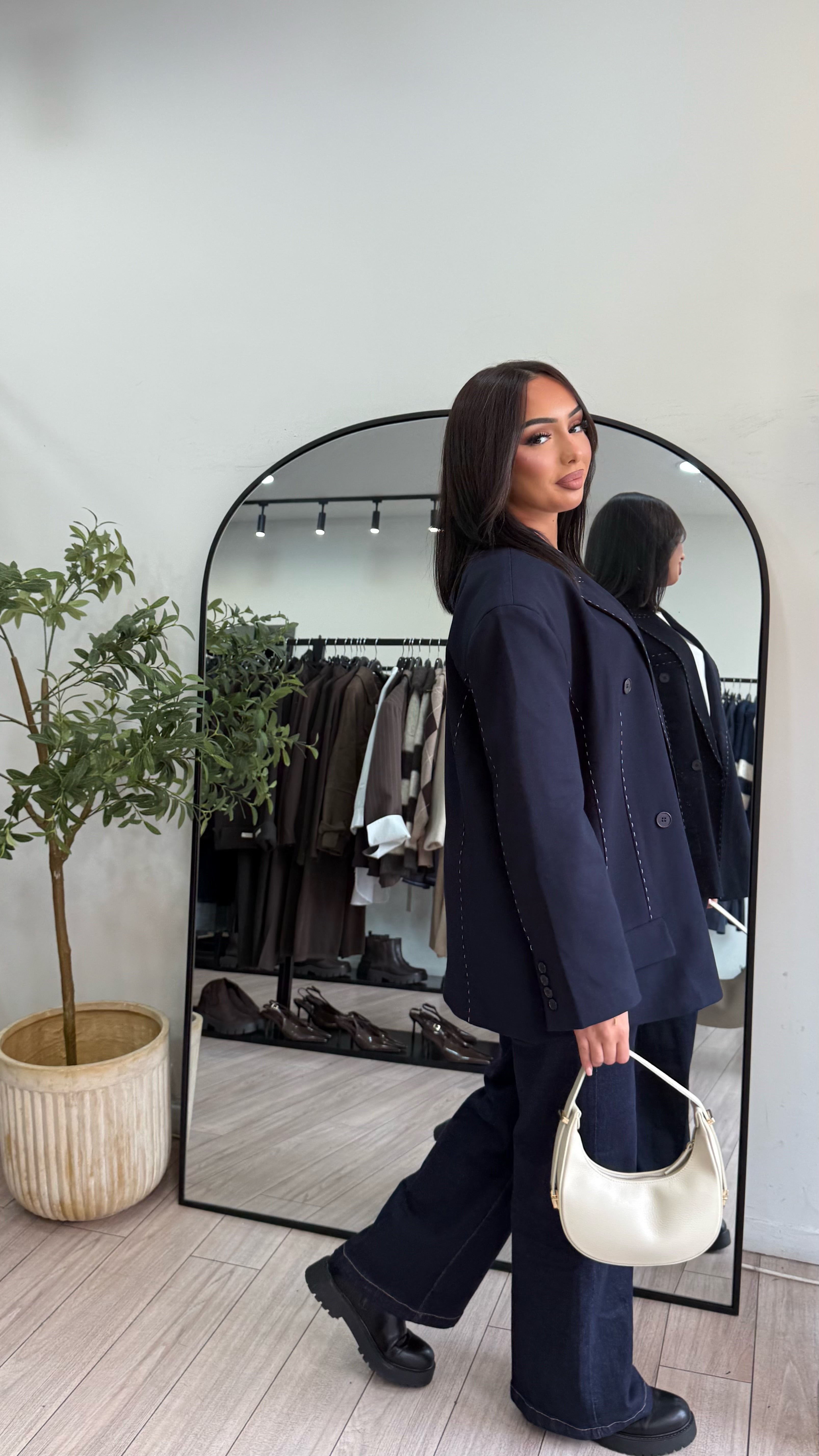 Blazer surpiqûres Bleu marine