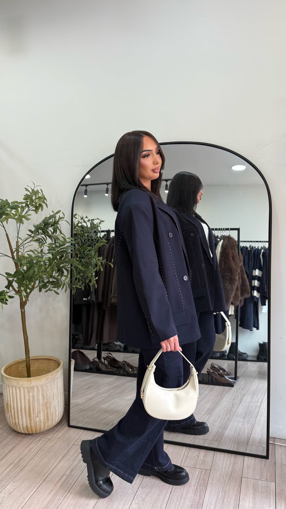 Blazer surpiqûres Bleu marine