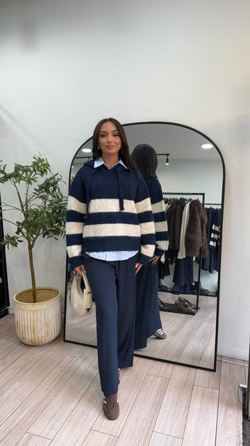 pantalon fluide bleu marine