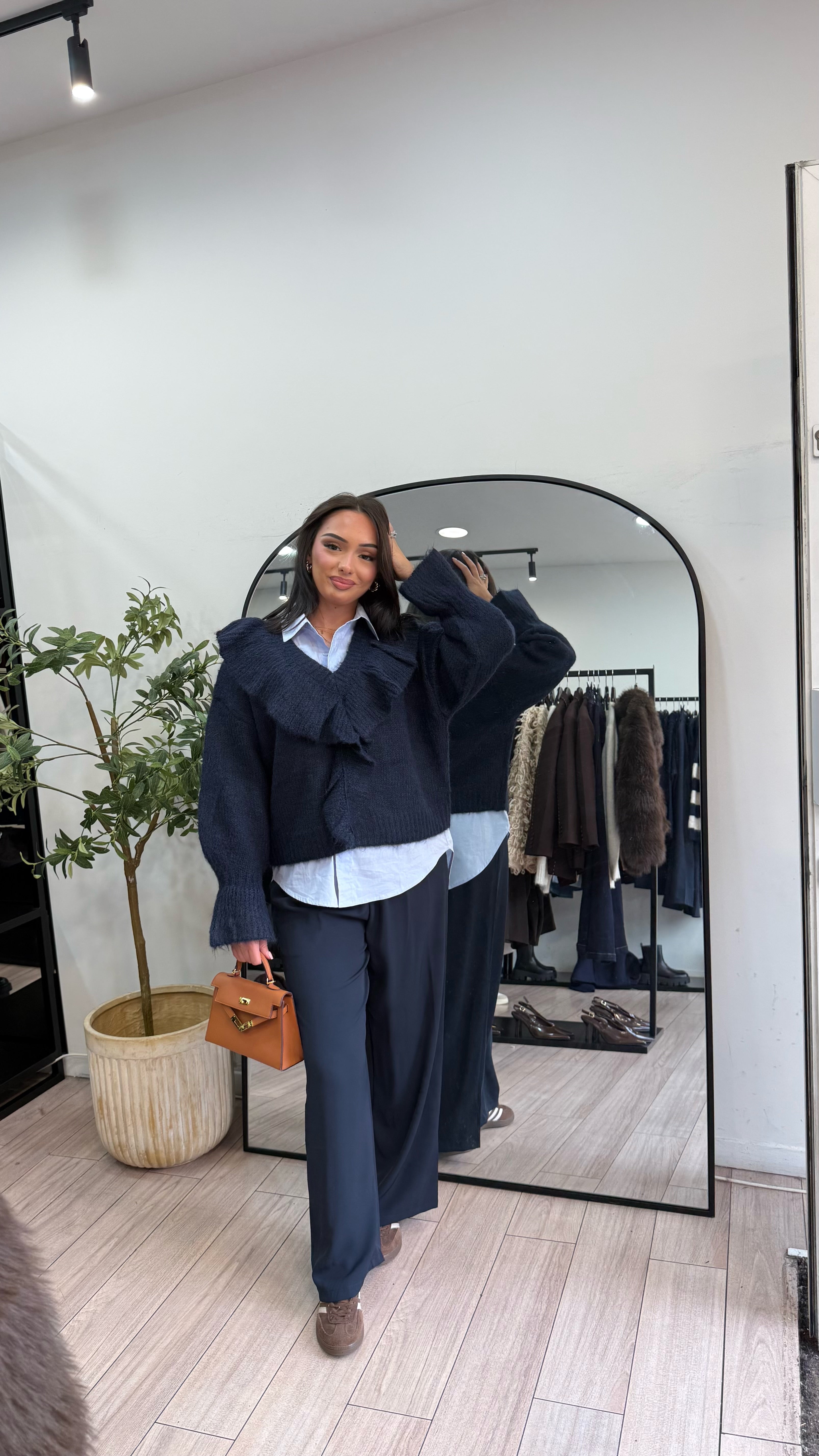 pantalon fluide bleu marine