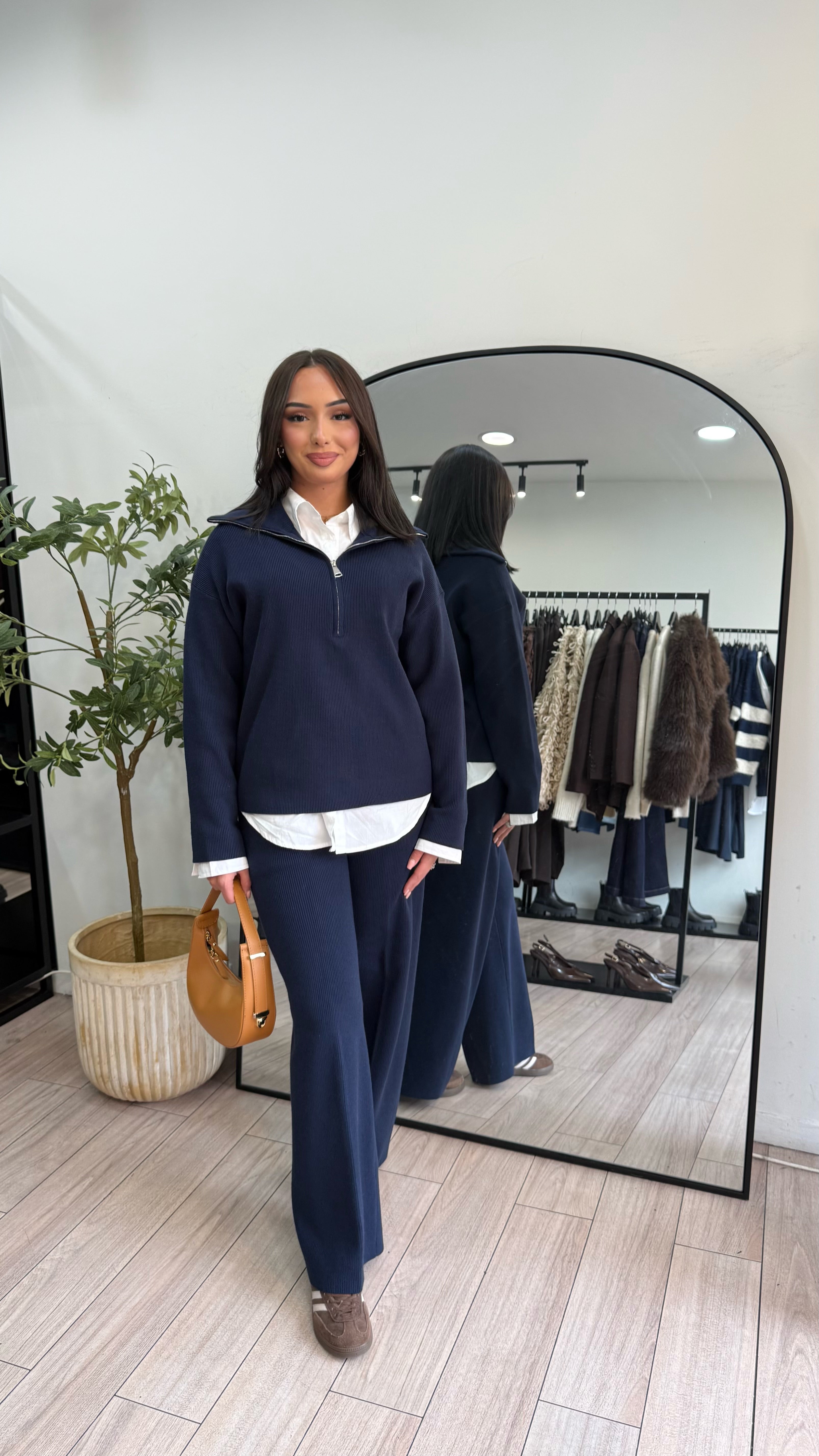 Ensemble zip en maille bleu