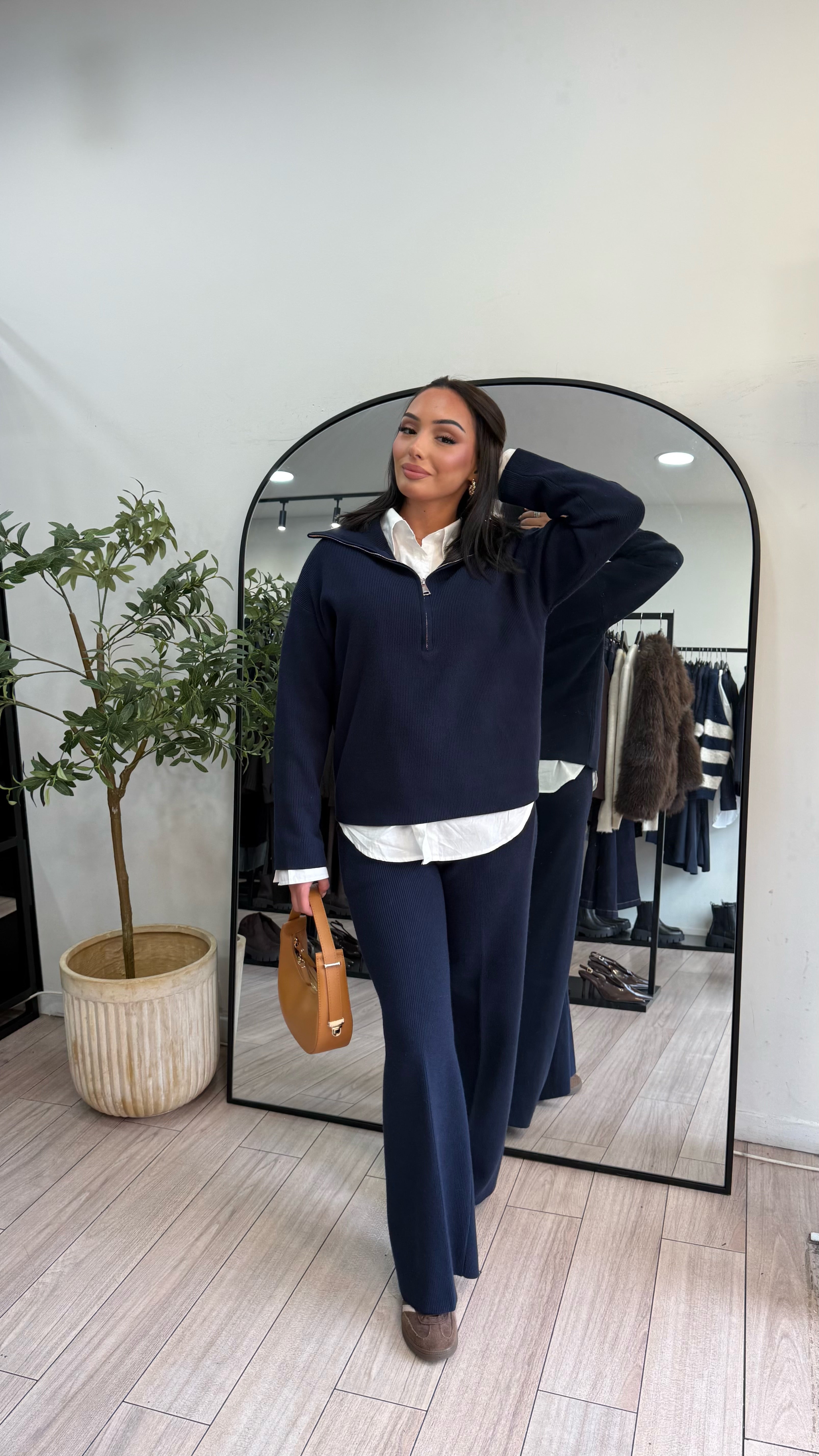 Ensemble zip en maille bleu