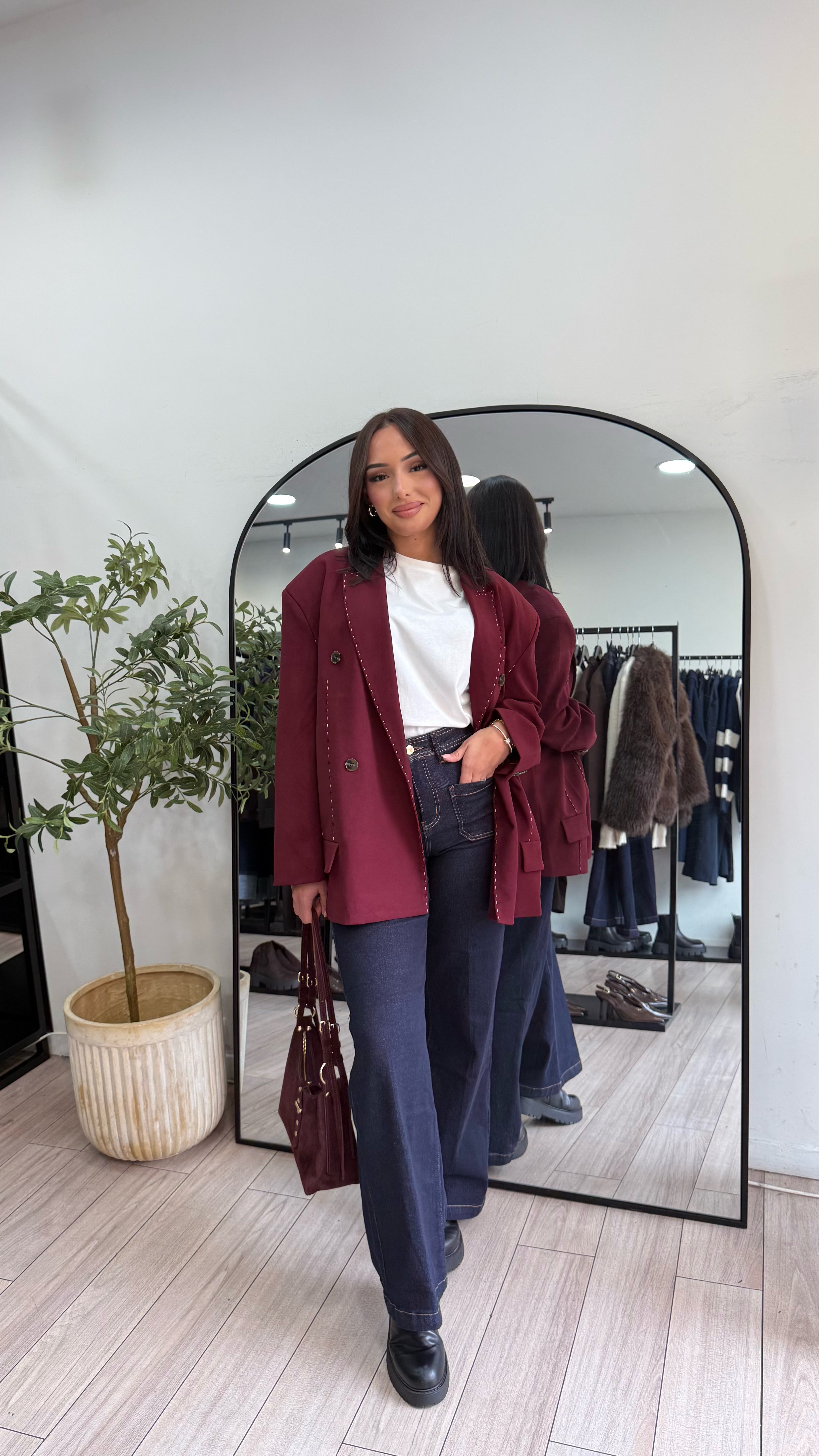 Blazer surpiqûres bordeaux