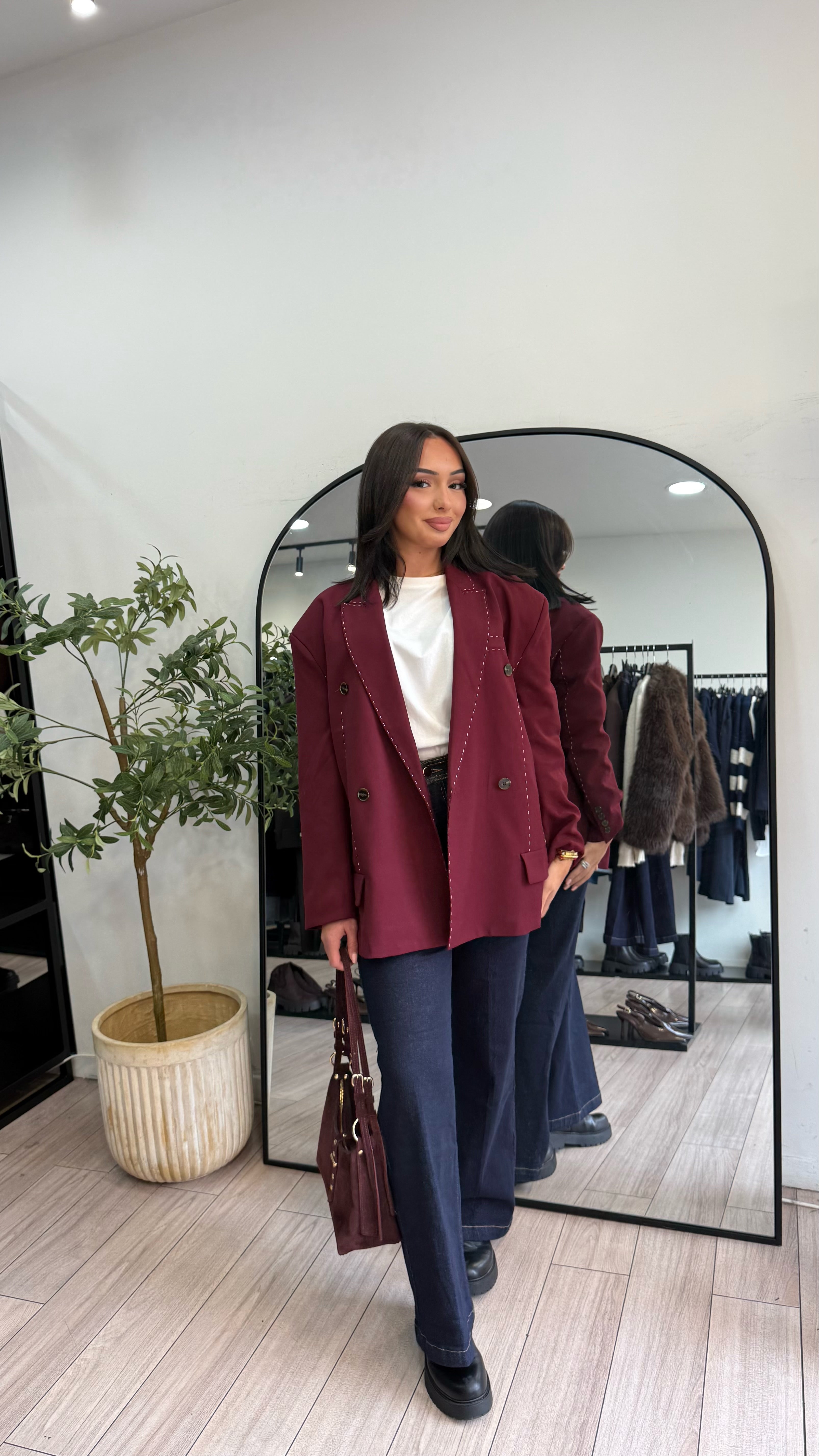 Blazer surpiqûres bordeaux