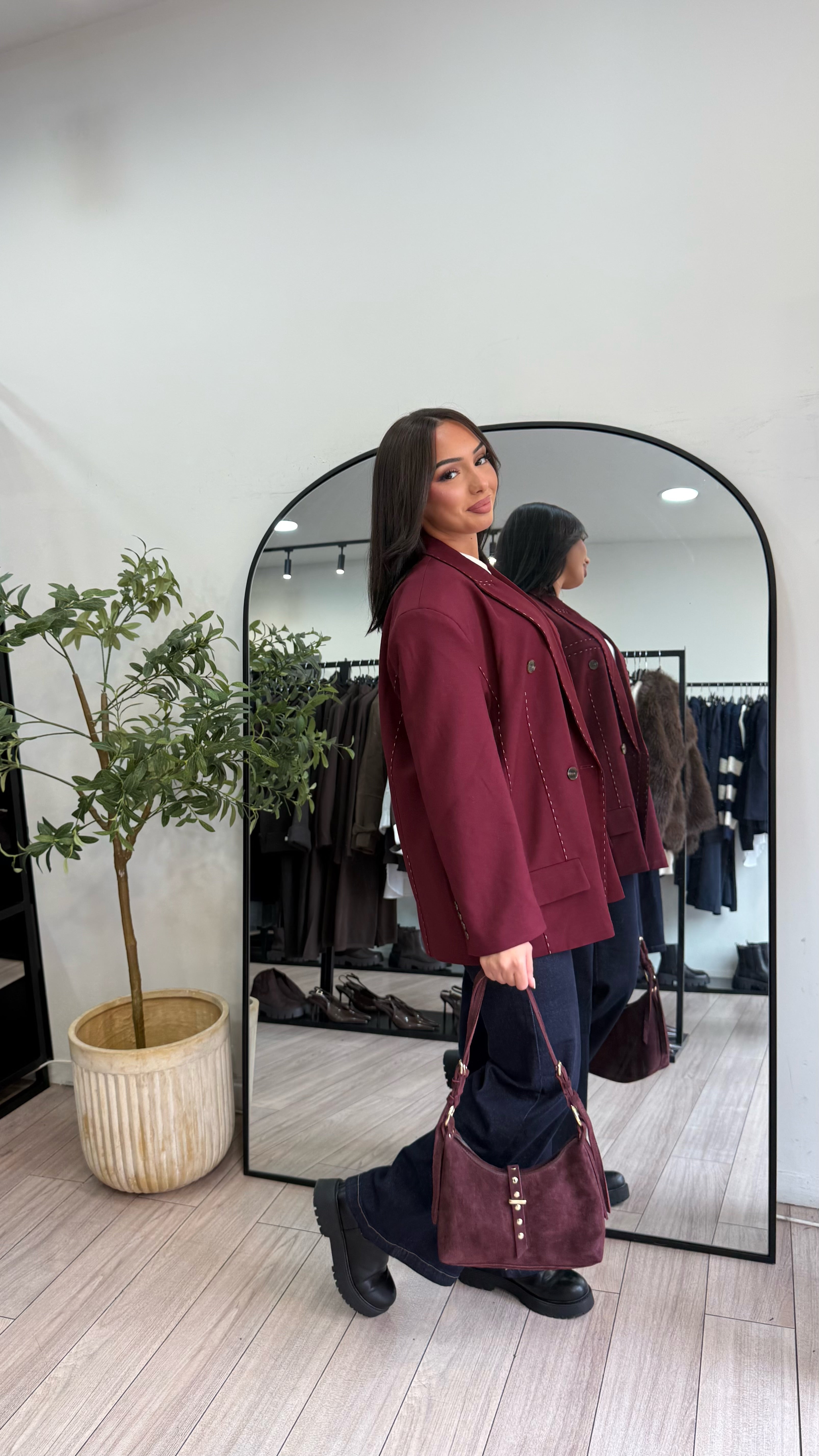 Blazer surpiqûres bordeaux