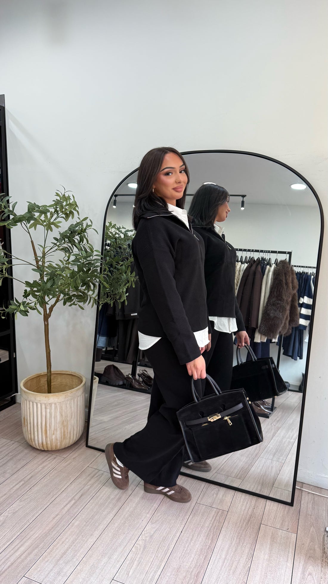 Ensemble zip en maille noir