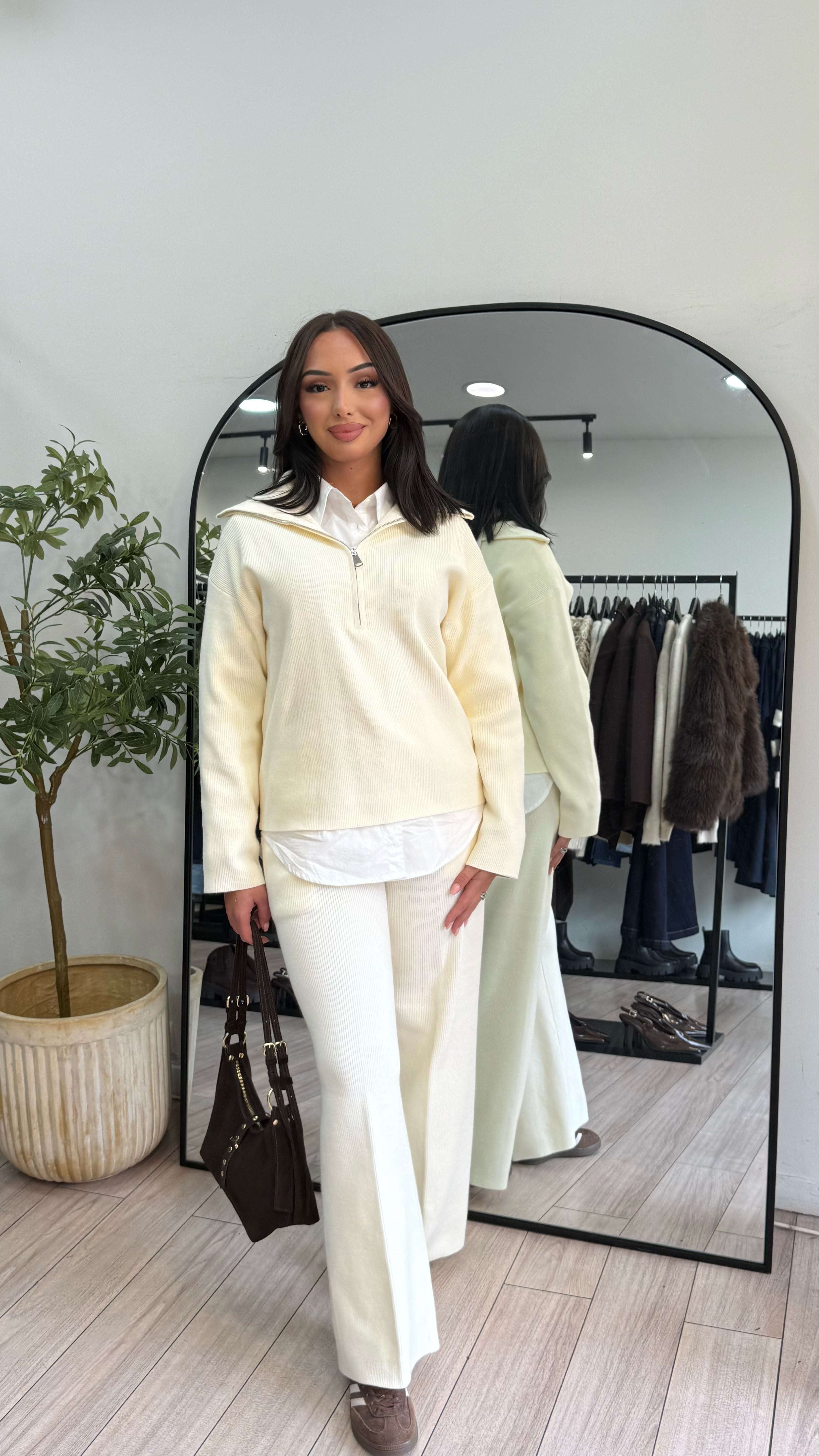 Ensemble zip en maille écru