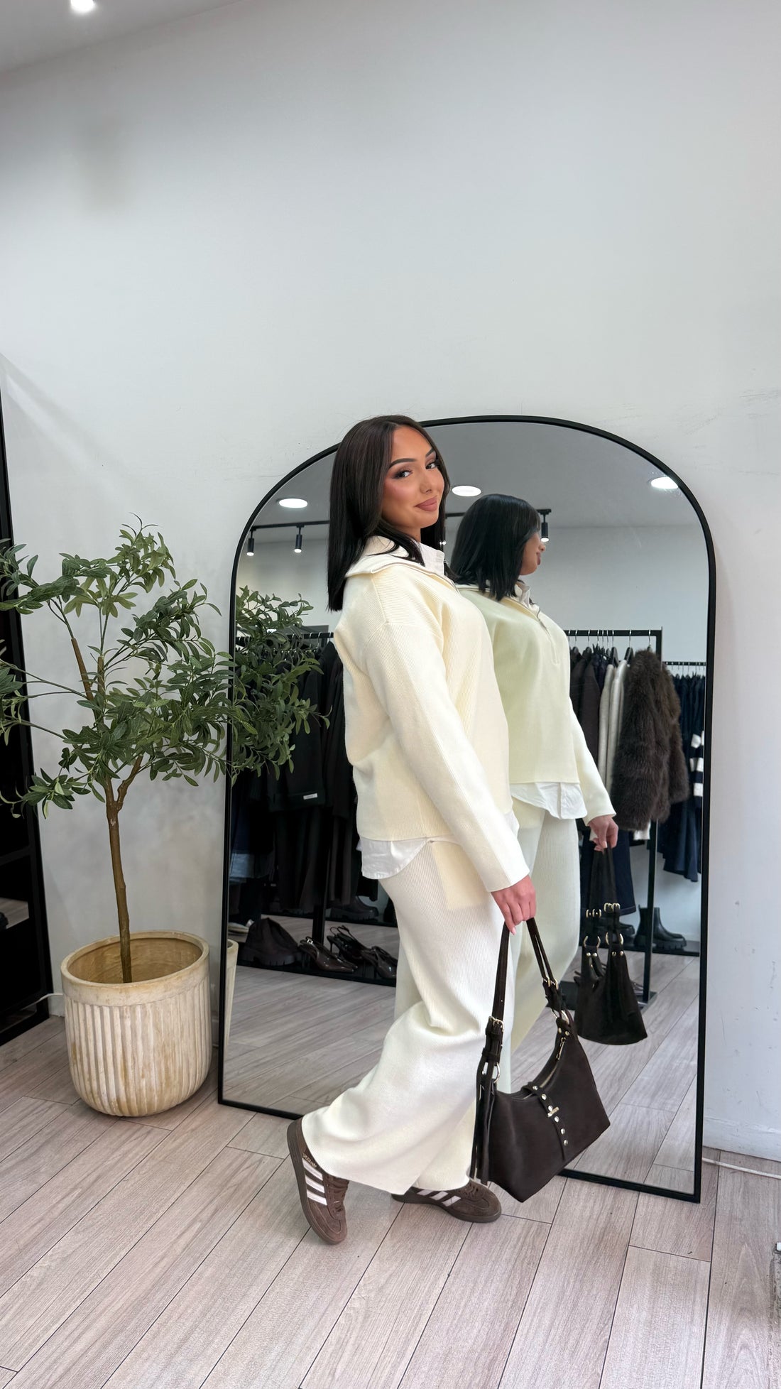 Ensemble zip en maille écru