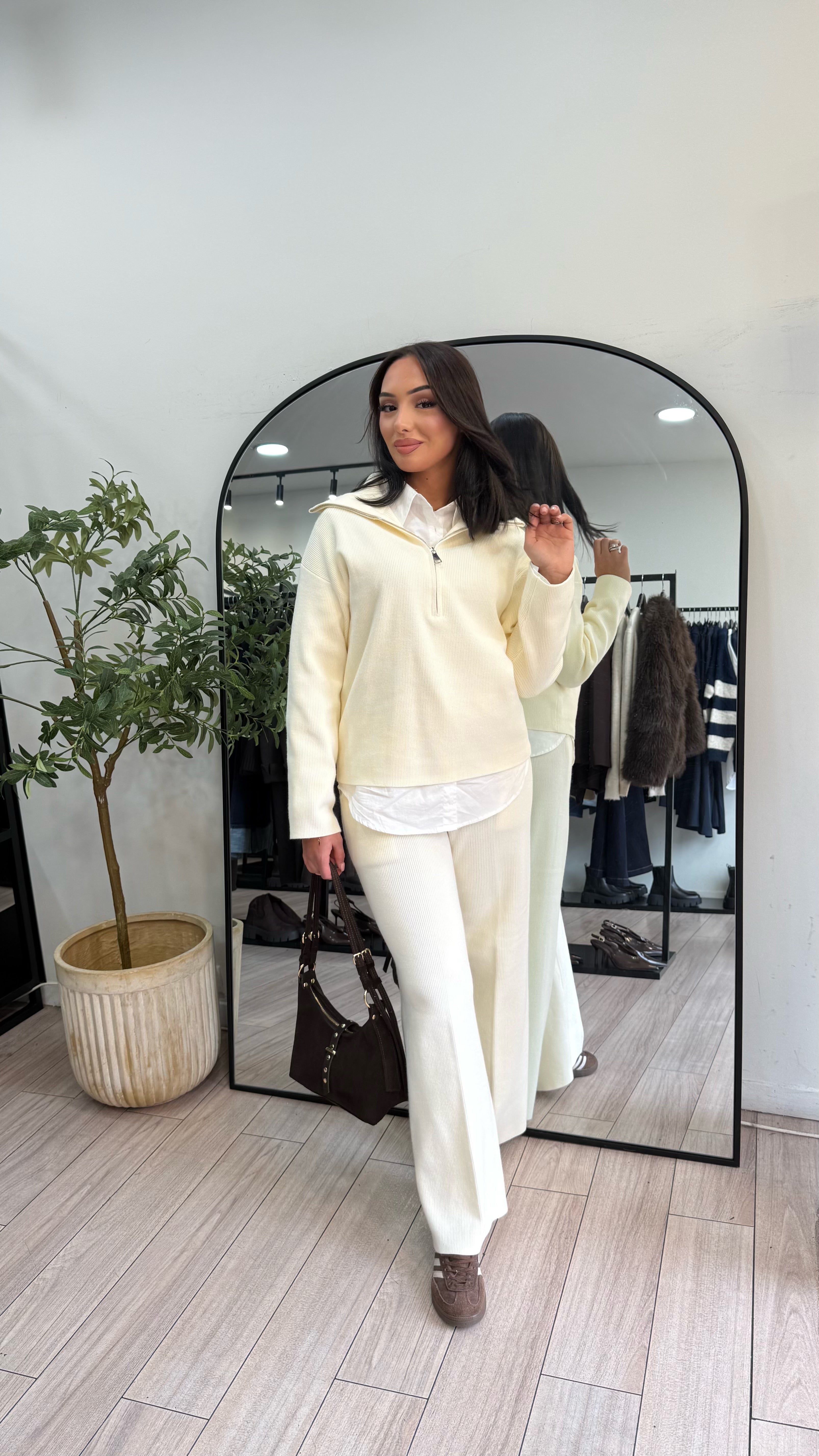 Ensemble zip en maille écru