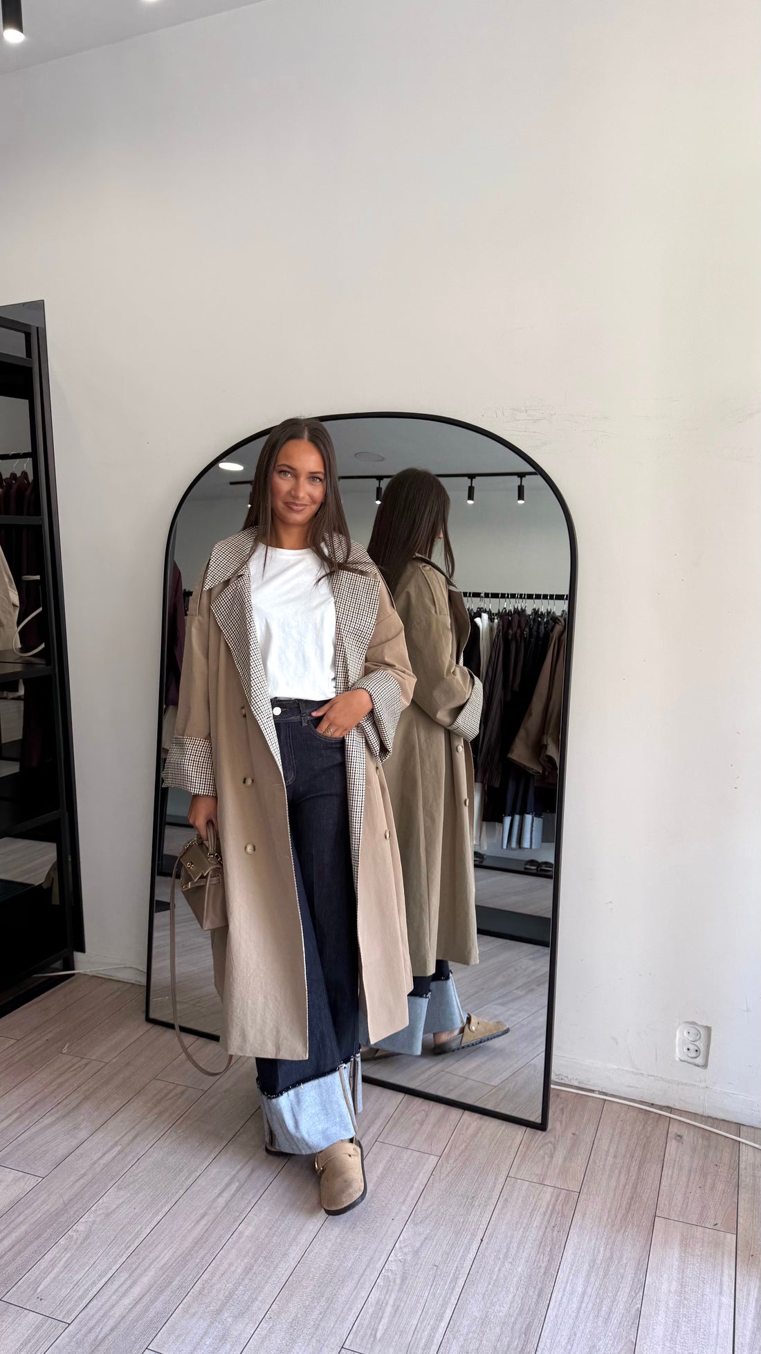 trench beige motifs carreaux