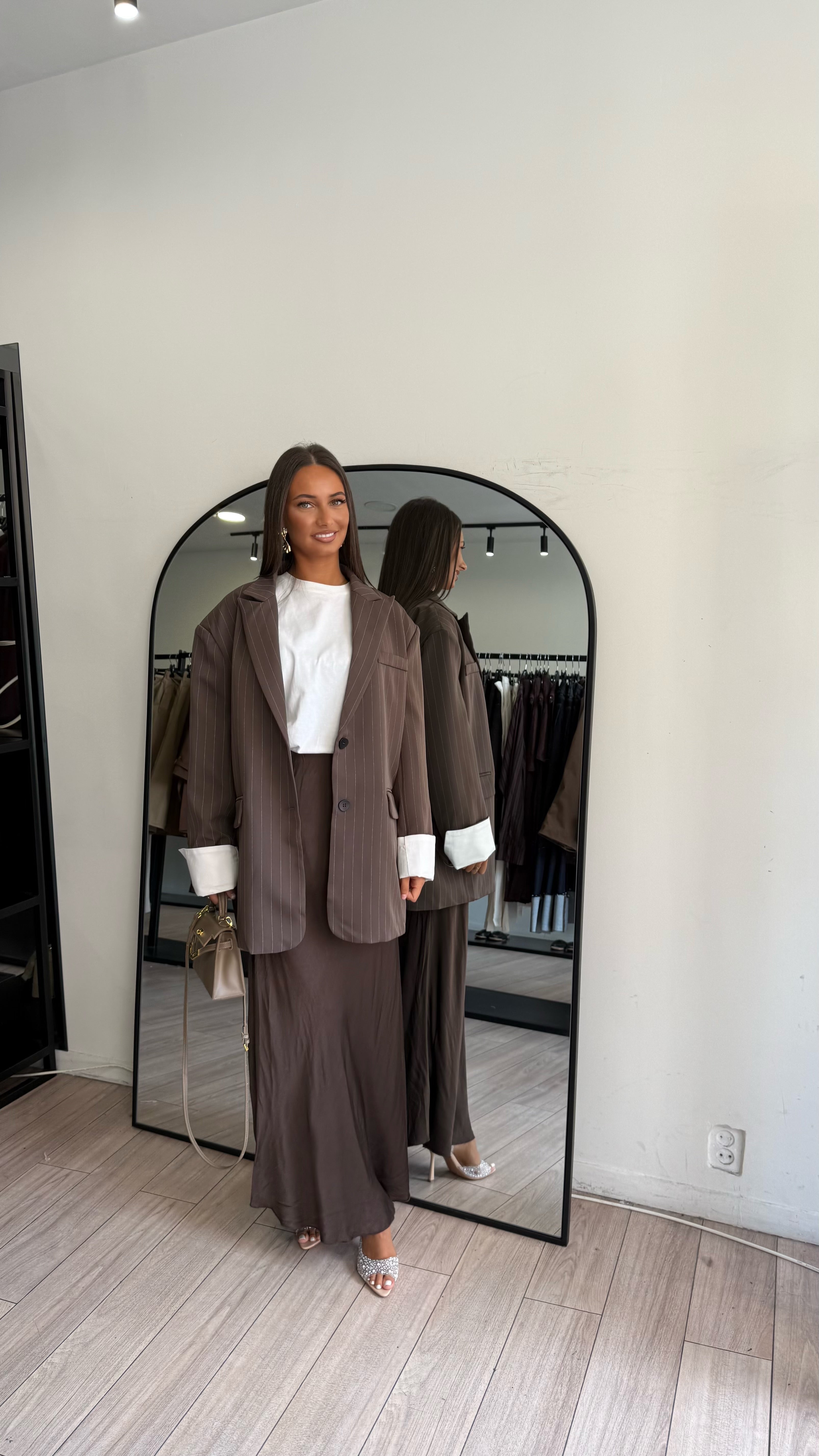 Blazer à rayures oversize choco
