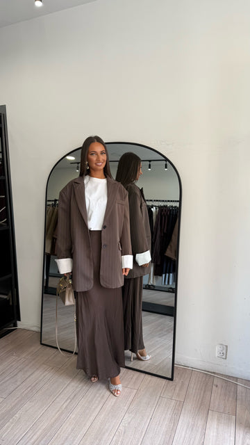 Blazer à rayures oversize choco