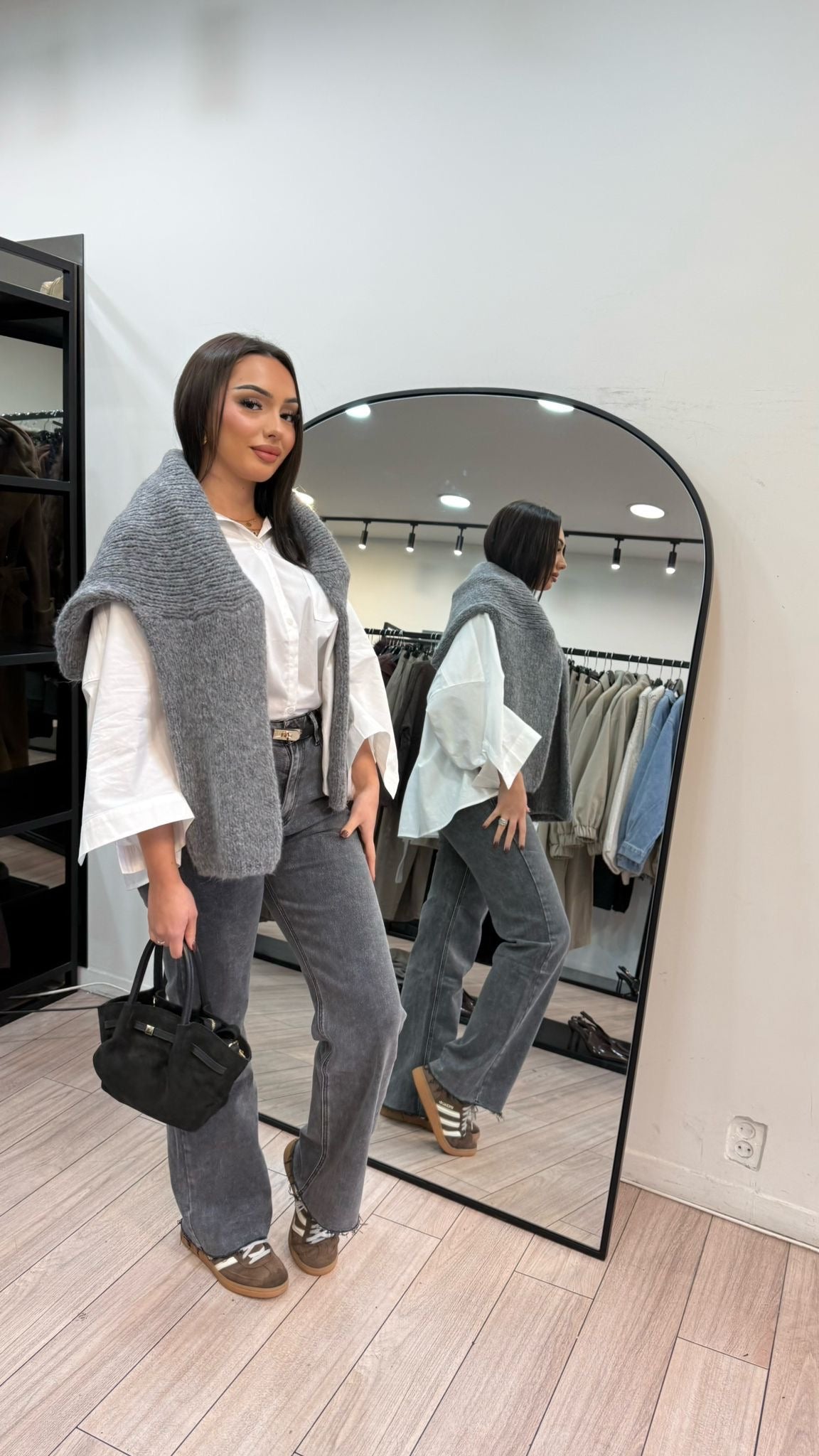 Jeans gris effiloché