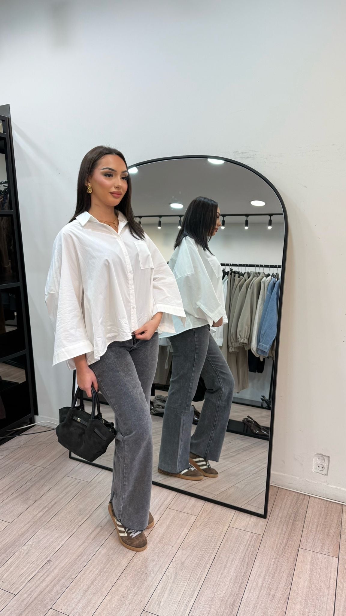 Jeans gris effiloché