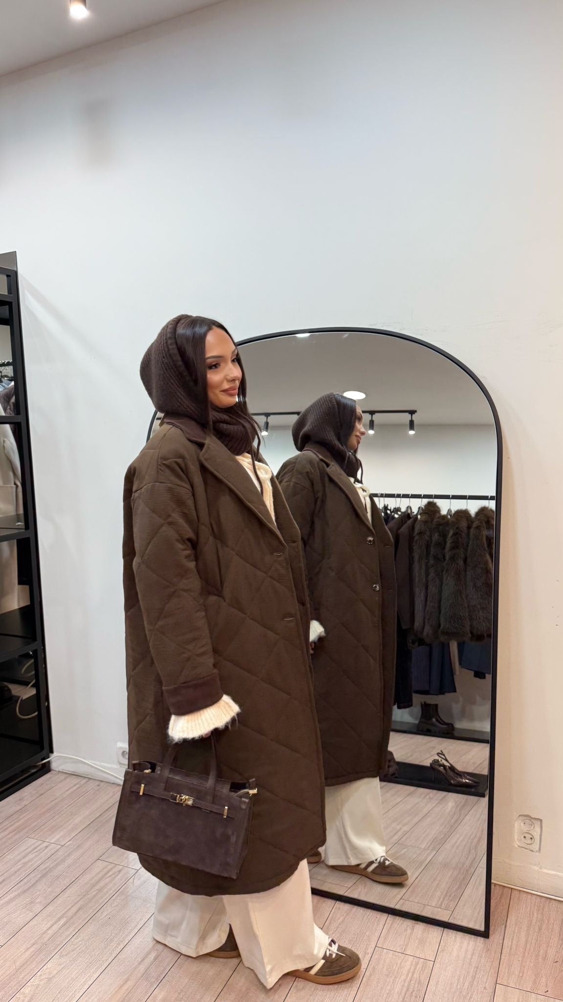 manteau matelassé chocolat